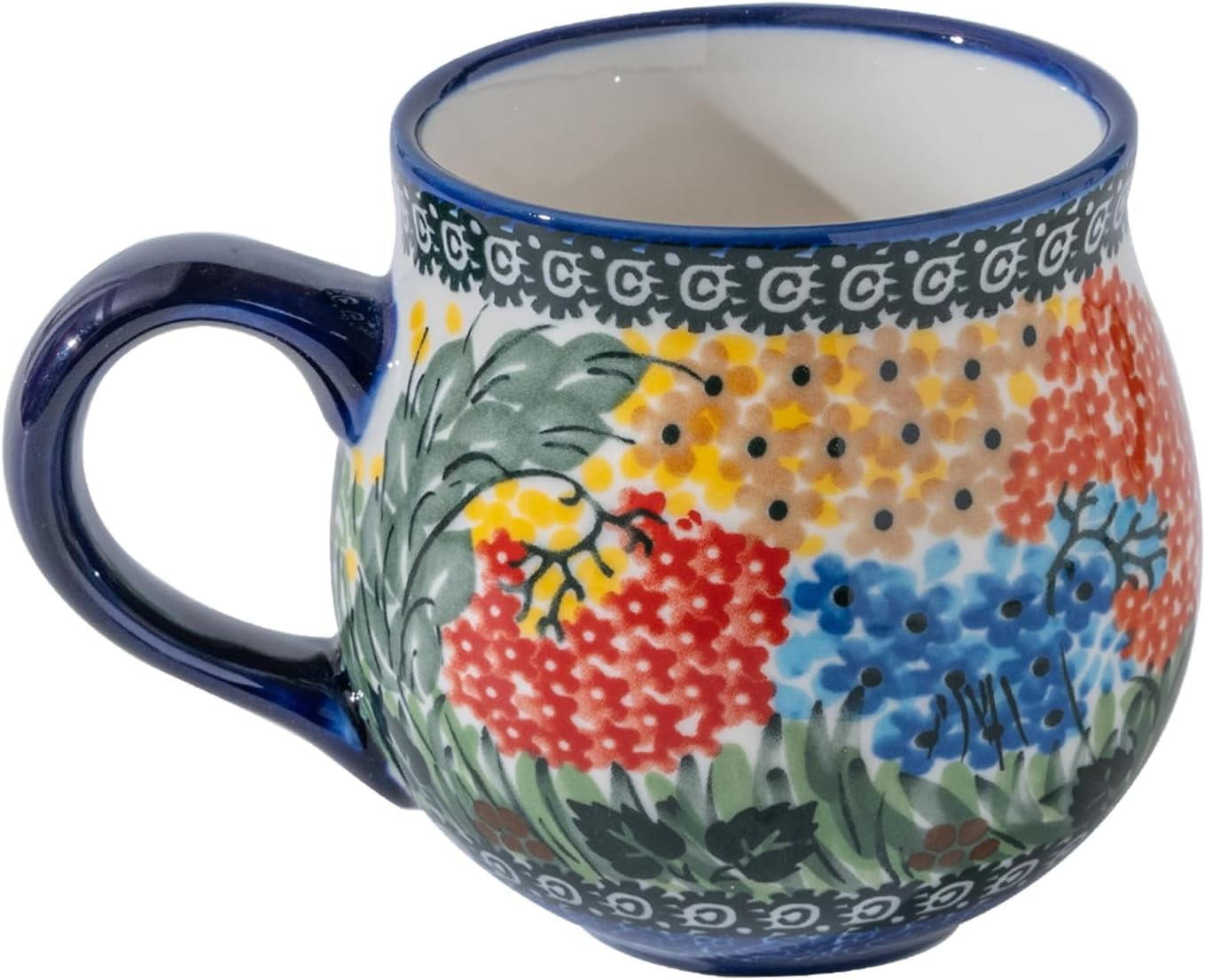 ALMA 380Ml Coffee Mug Handmade Kitchen Ceramic Mug,Microwave Dishwasher Safe, Lovely Flower Cup for Wedding Birthday, Classic Pattern Spring Splendor