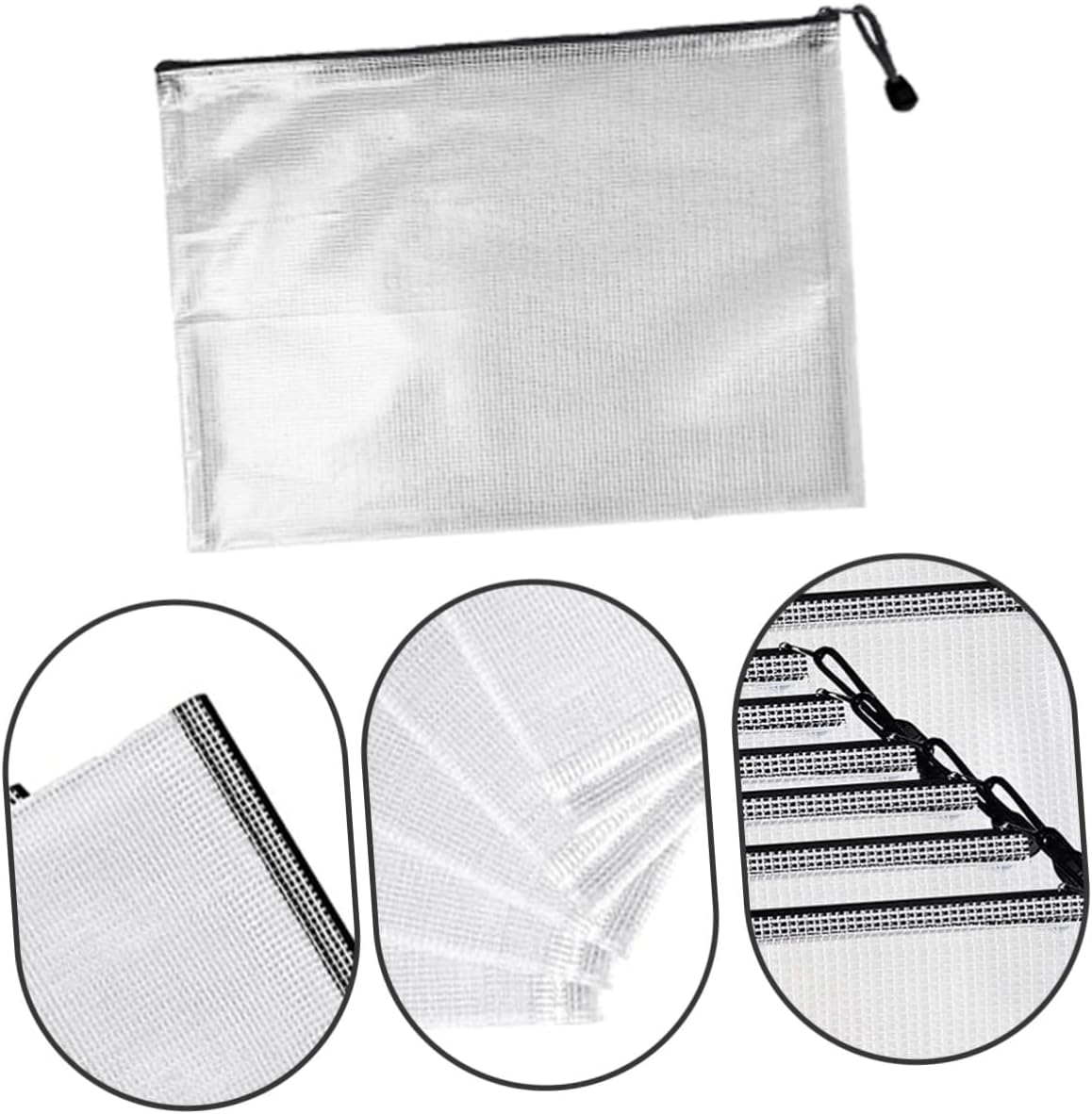 KICHOUSE 10Pcs Document Pouch Bag Zipper Pouch Large Mesh Zip Bag for Office School Travel image number 2
