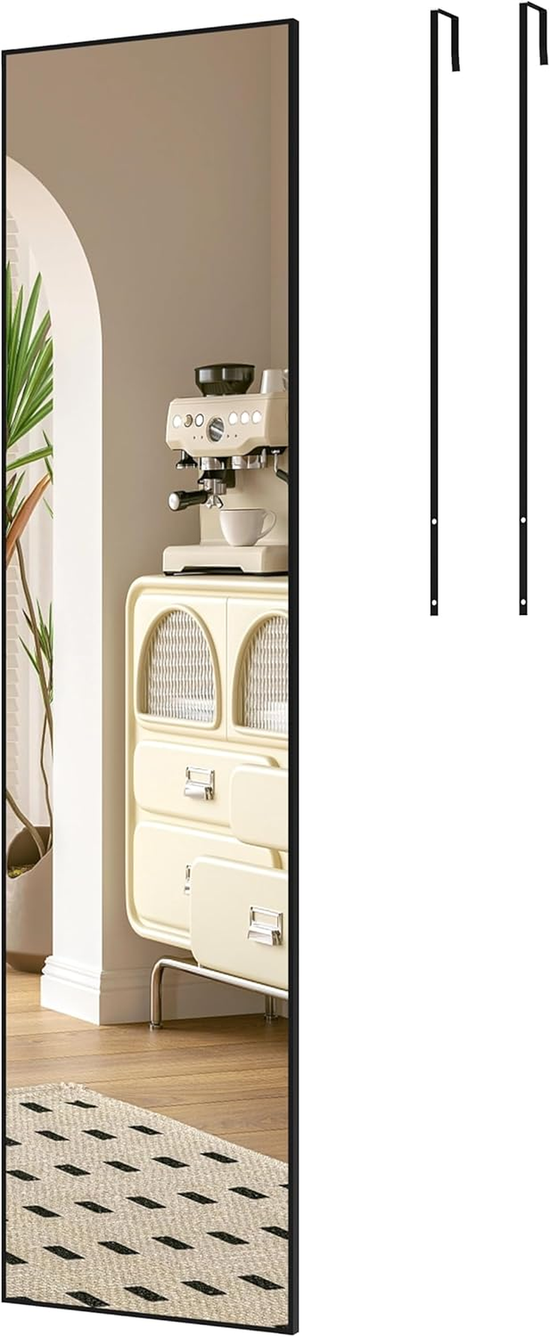 ANYHI over the Door Mirror, 120X30Cm Wall Mirror Full Length, White Mirror Full Length, Door Hanging Mirror, Full Body Mirror for Door, Wall Mounted Mirror for Bedroom Bathroom