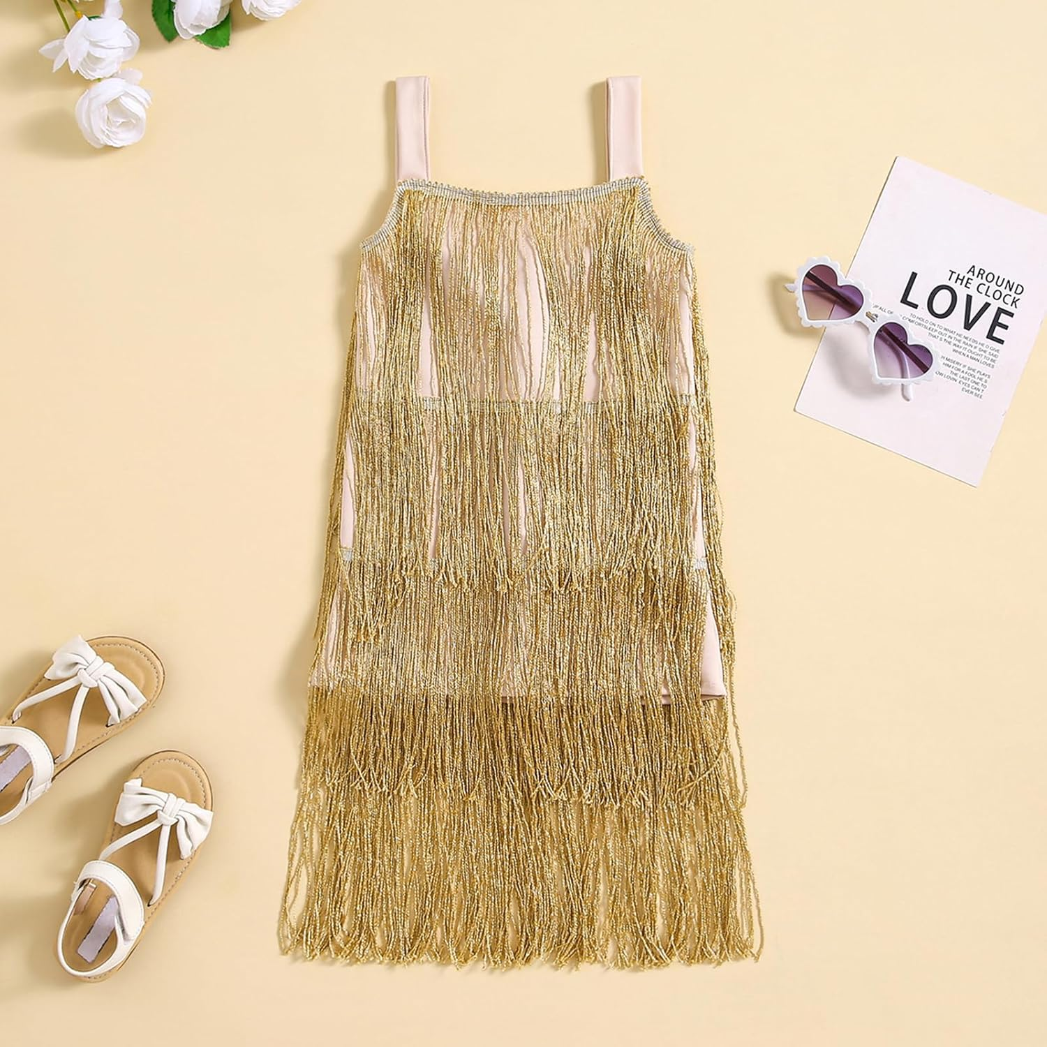 Qiylii Kid Girls Sequin Fringe Tassel Dress Sleeveless Dance Twirly Dresses Sparkly Latin Dress Concert Outfit Gift Children image number 6