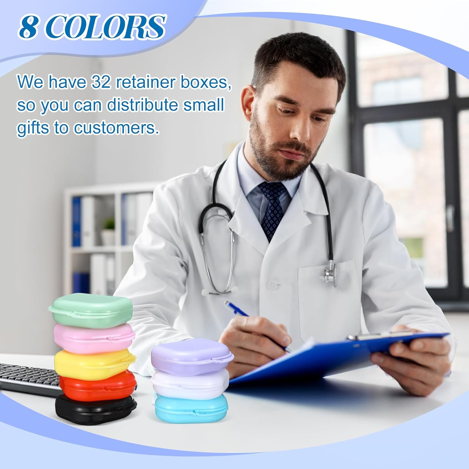 Youyole 32 Pieces Retainer Case with Vent Holes Mouth Guard Container Case Dental Storage Container Multicolor Dental Retainer Box for Office Travel Household (Light Color)