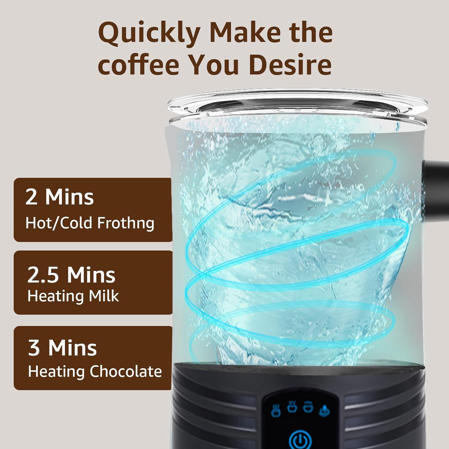 Milk Frother, 4-In-1 Milk Frother and Milk Steamer, 430Ml/14.5Oz Electric Hot & Cold Foam Maker, with Touch Screen, Perfect for Coffee,Latte, Cappuccino, Macchiato, Hot Chocolate image number 6