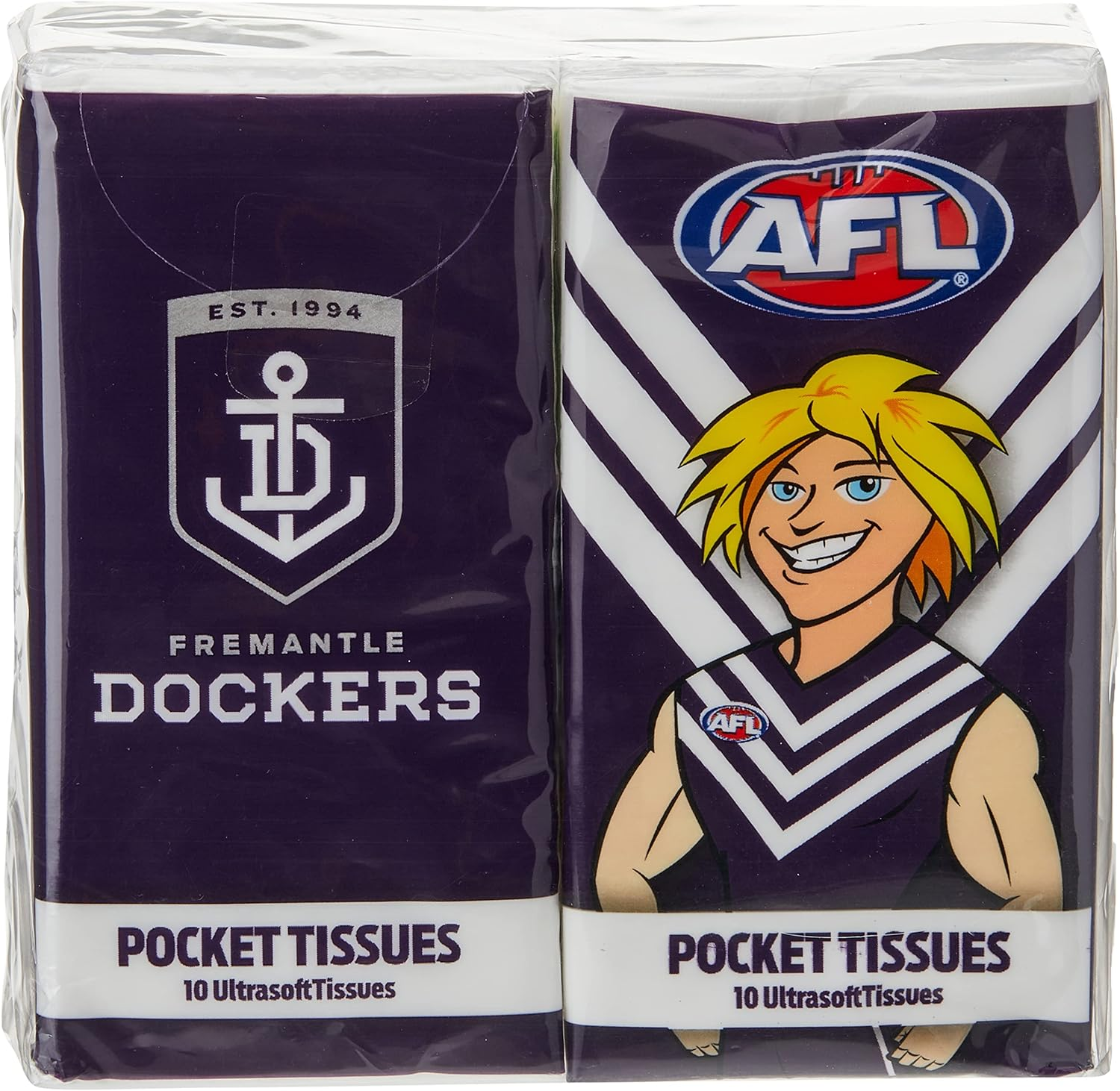 AFL Freo Mascot Pocket Tissues (Pack of 4)