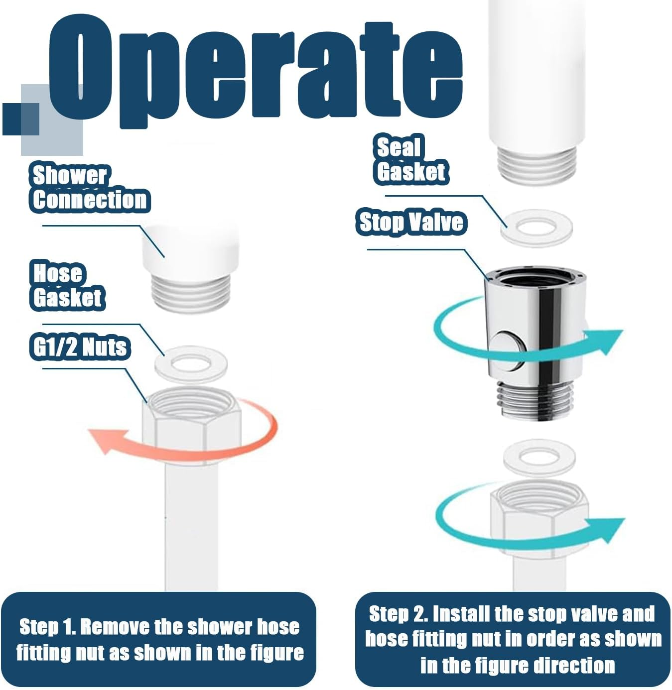 3 Pcs Water Flow Control Valve G1/2" Universal Size Shower Head Shut off Button Type ABS Material Valve for House Shower Arm and Hose image number 6