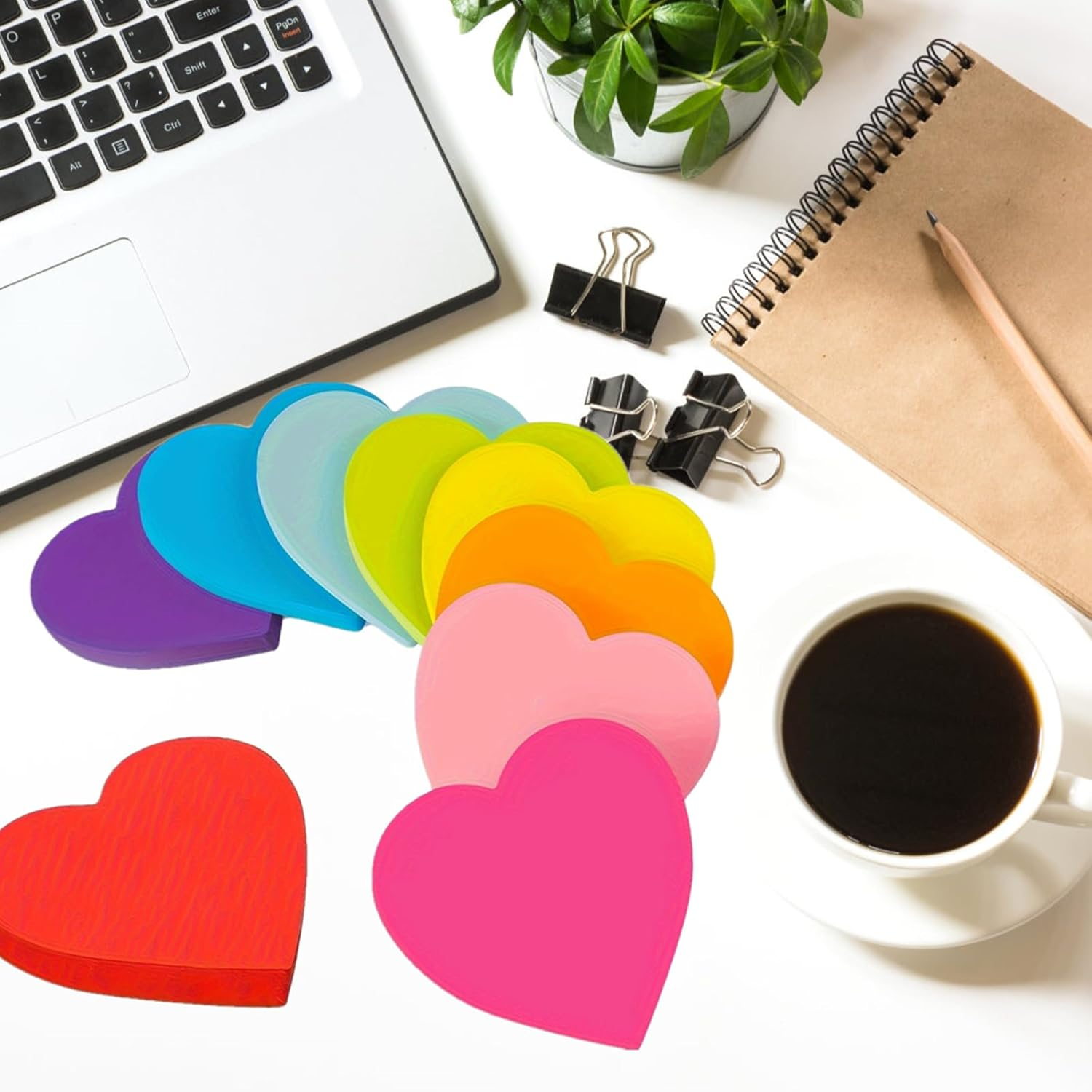 NASHRIO Love Heart Shape Sticky Notes Colour Sticky Notes for Home Office School Notebook, 30 Sheets/Pad