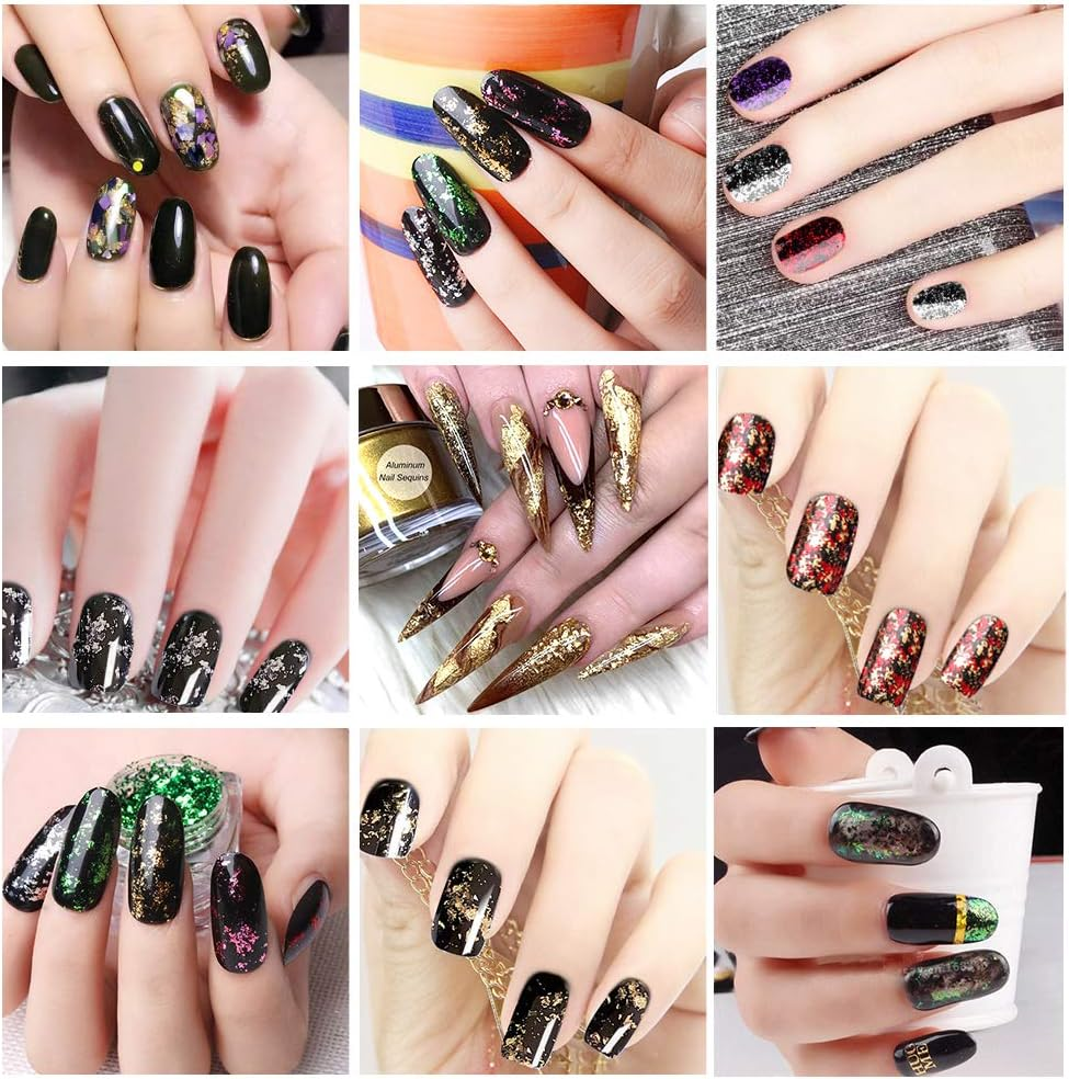 EBANKU 36 Color Holographic Nail Art Foil Flakes Laser Nail Glitter Paillette Chip for Nails Decorations Nail DIY Accessories Decals for Party Festival