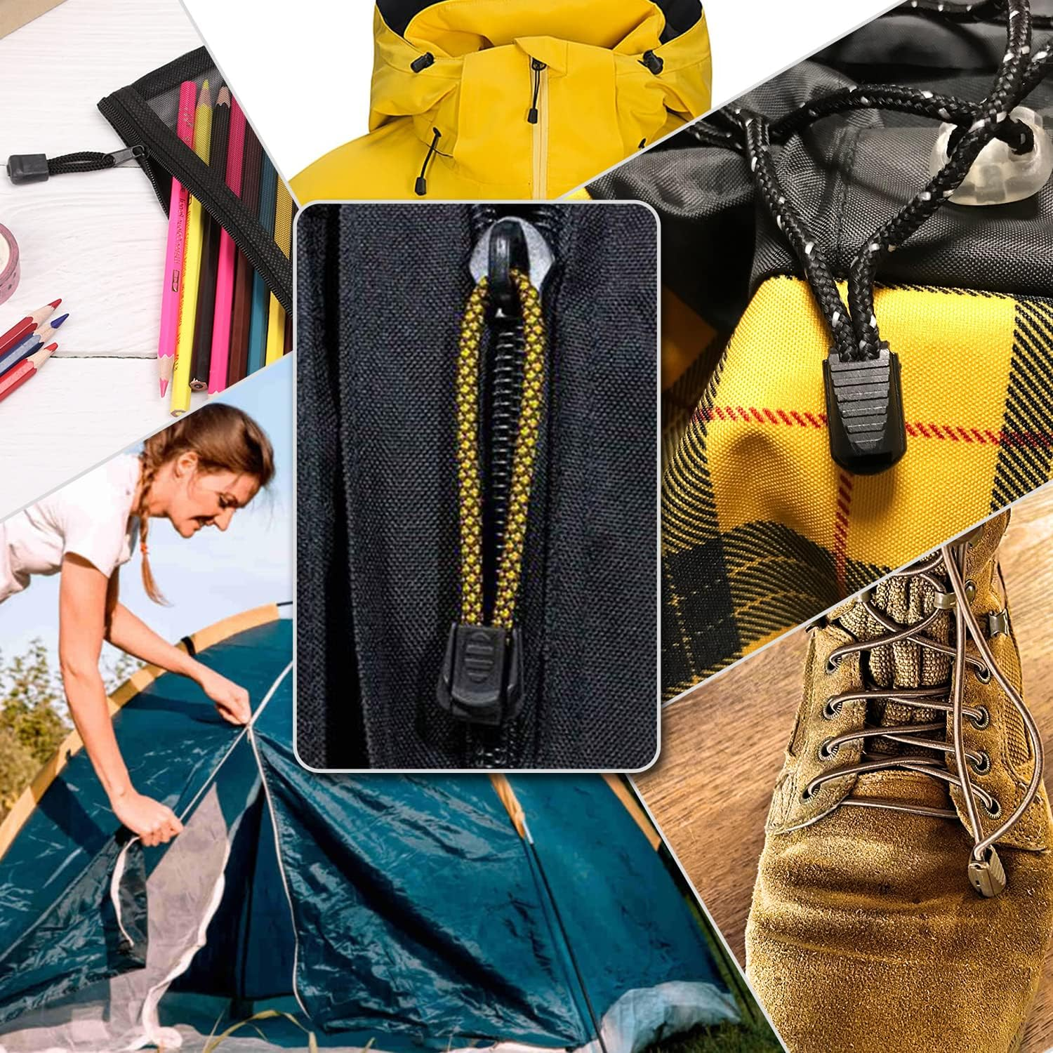 25 Pack Zipper Pull Tabs Cord Ends Tips Shoe Lace End Clips Cord Lock for Paracord Molle Backpack Quick No Tied Shoelace Triathlon Marathon Running Shoe image number 5