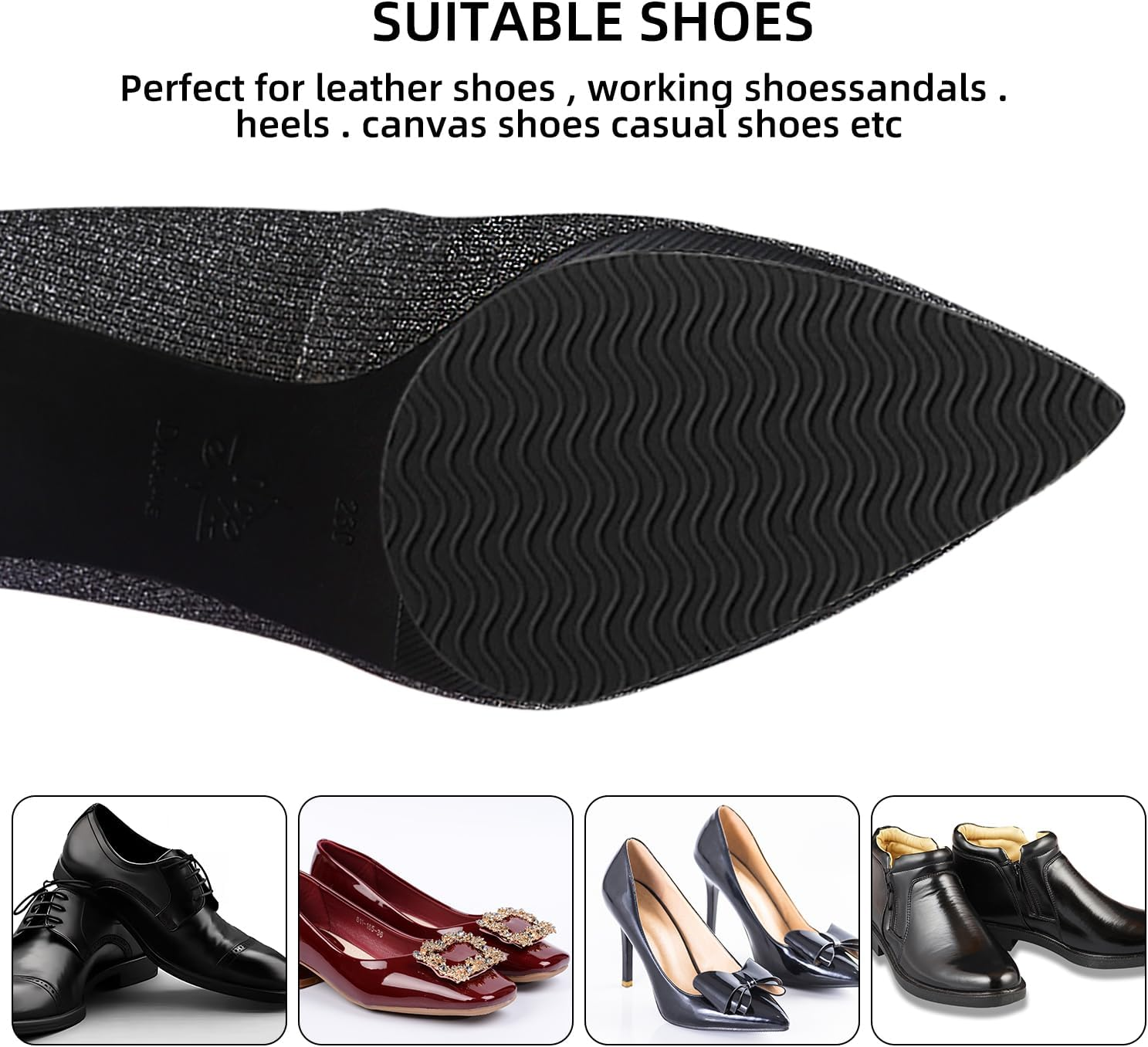 2 Pairs Non-Slip Shoes Pads Adhesive Shoe Sole Protectors, High Heel Noise Reduction for Women Men (Black) - Beige image number 5