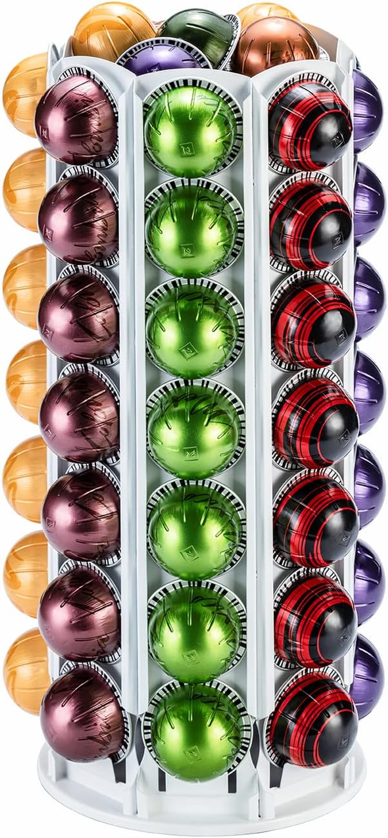 Flagship Vertuo Pod Holder Carousel Stand for Nespresso Vertuo Capsule Storage Organizer with Extra Space for Coffee Mate Silent Rolling (Vertuo 80+ Pod Storage)