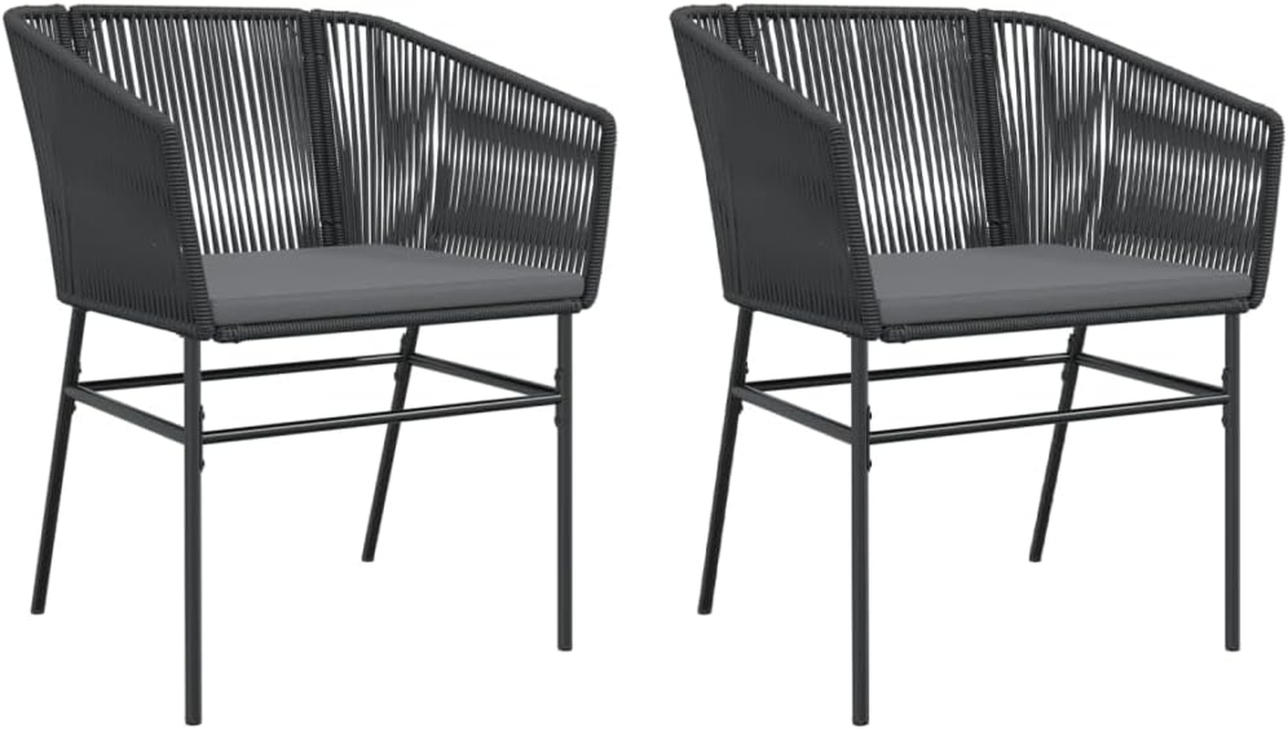 Vidaxl - Garden Dining Armchair Set/Black Poly Rattan Chairs with Cushions - Outdoor Patio Furniture - Weather