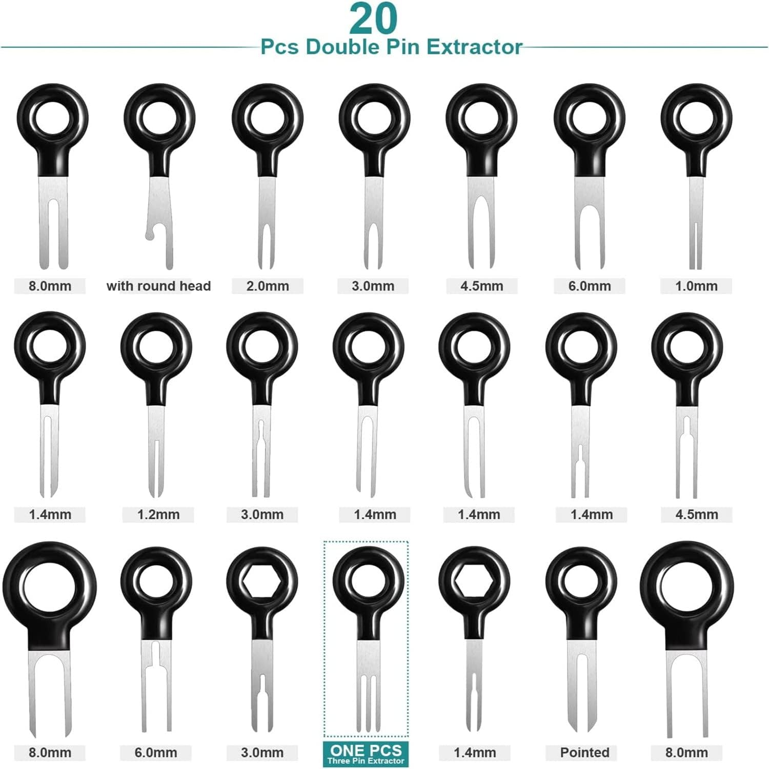 109Pcs Terminal Removal Tool Kit Terminal Ejector Kit Depinning Key Tool Set Depinning Tool Electrical Connector Pin Removal Tool Kit for Auto Repair Key Removal Tools Universal with Protective Bag image number 2