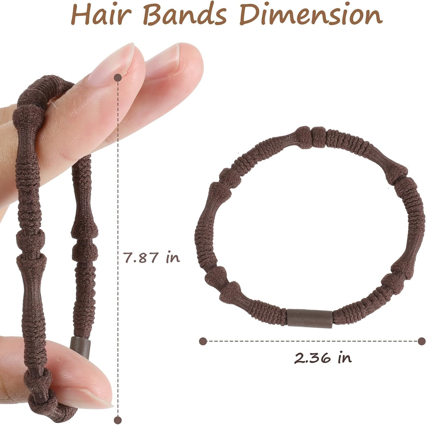 Hair Ties, 20 PCS of 4 Styles Cute Hair Bands for Thick or Thin Hair,No Damage Hair Tie Bracelets,Brown Elastic Hair Accessories for Girls and Women image number 5