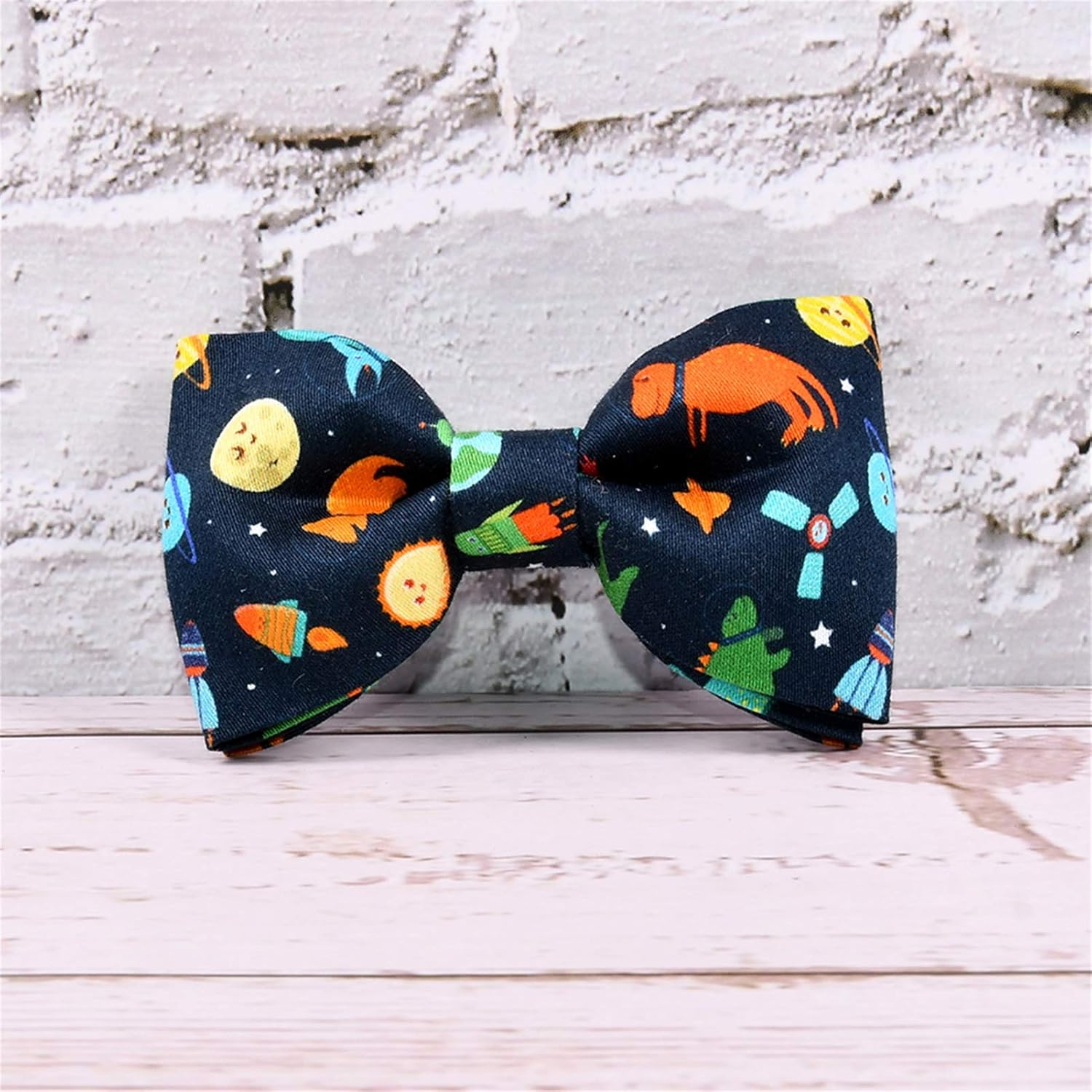 Space Dinosaur Cat Bow Tie Collar Breakaway with Bell, Safety Plastic Buckle Collar for Cats image number 3