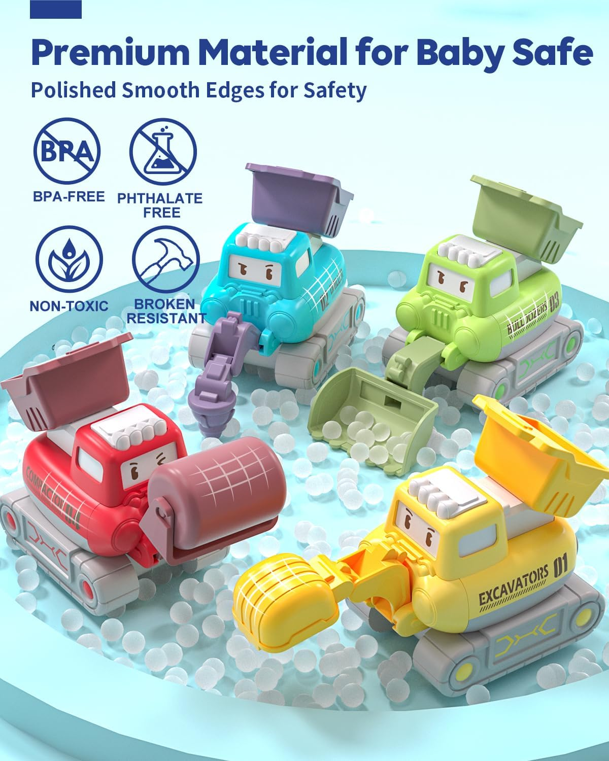 Lehoo Castle Baby Toys for 1 Year Old, Toddler Toys Construction Vehicles, Press & Go Car Baby Gift, Car Play Baby Toy 6-12 Months, Travel Toy S for Toddlers 1-3 image number 3