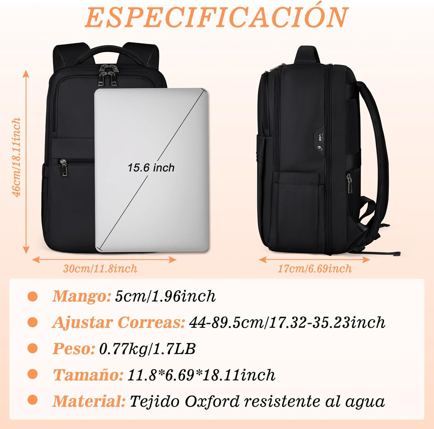 Laptop Backpack 15.6 Inch Backpack for Women Men Travel Backpack with USB Water Resistant Backpack Anti-Theft Work Backpack, Lightweight School Backpack, Teenage Girls Casual Daypack image number 3