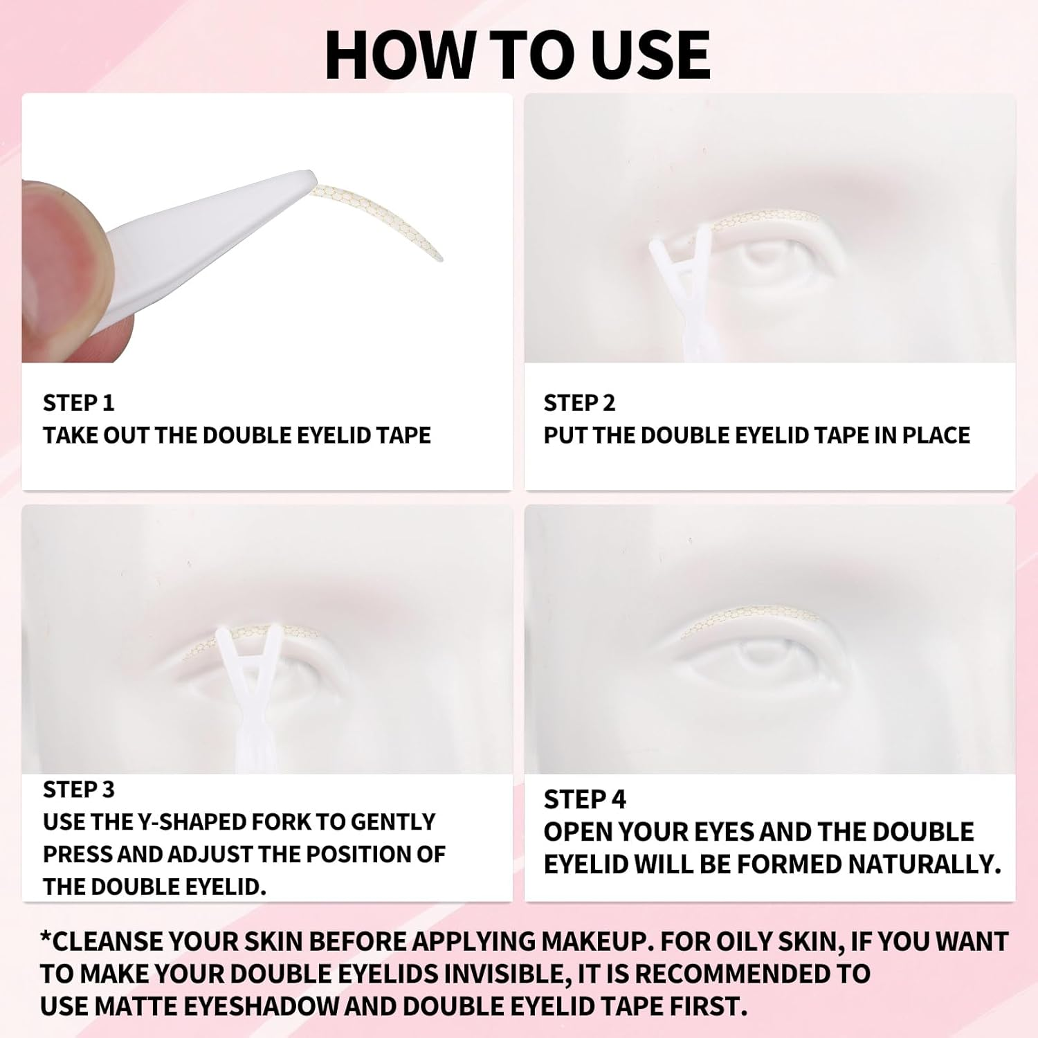 Lasuroa 400Pcs Invisible Eyelid Tape, 5 Style Long-Lasting Eye Lid Lifters with Fork & Tweezers Double Eye Lifting Tape for Instant Lift Hooded Droopy Uneven or Single Eyelids image number 4