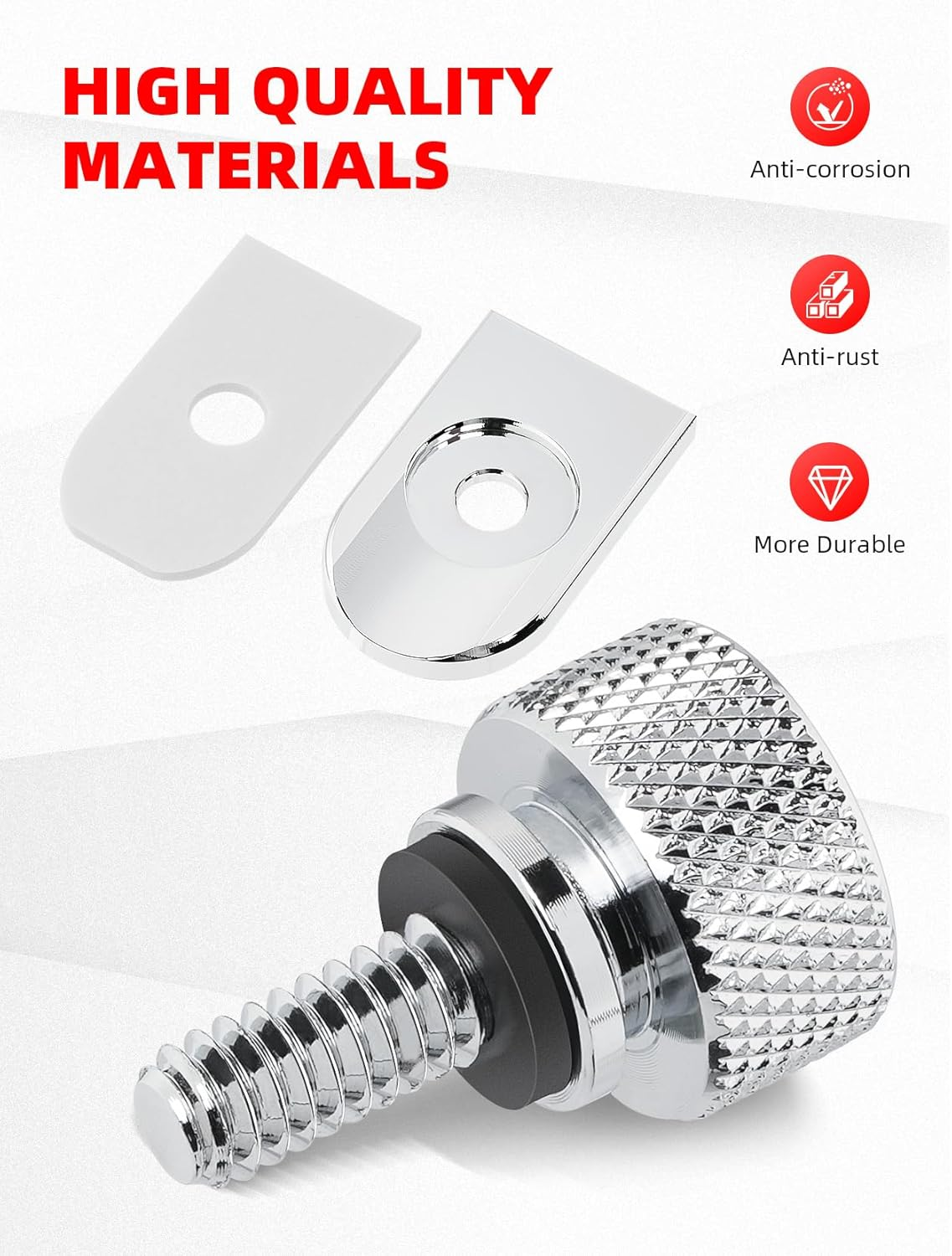 Amazicha Chrome Stainless Steel Seat Bolt Tab Screw Mount Knob Cover Compatible for Harley Davidson Sportster Softail Touring Dyna 1996-2022 - Black image number 5