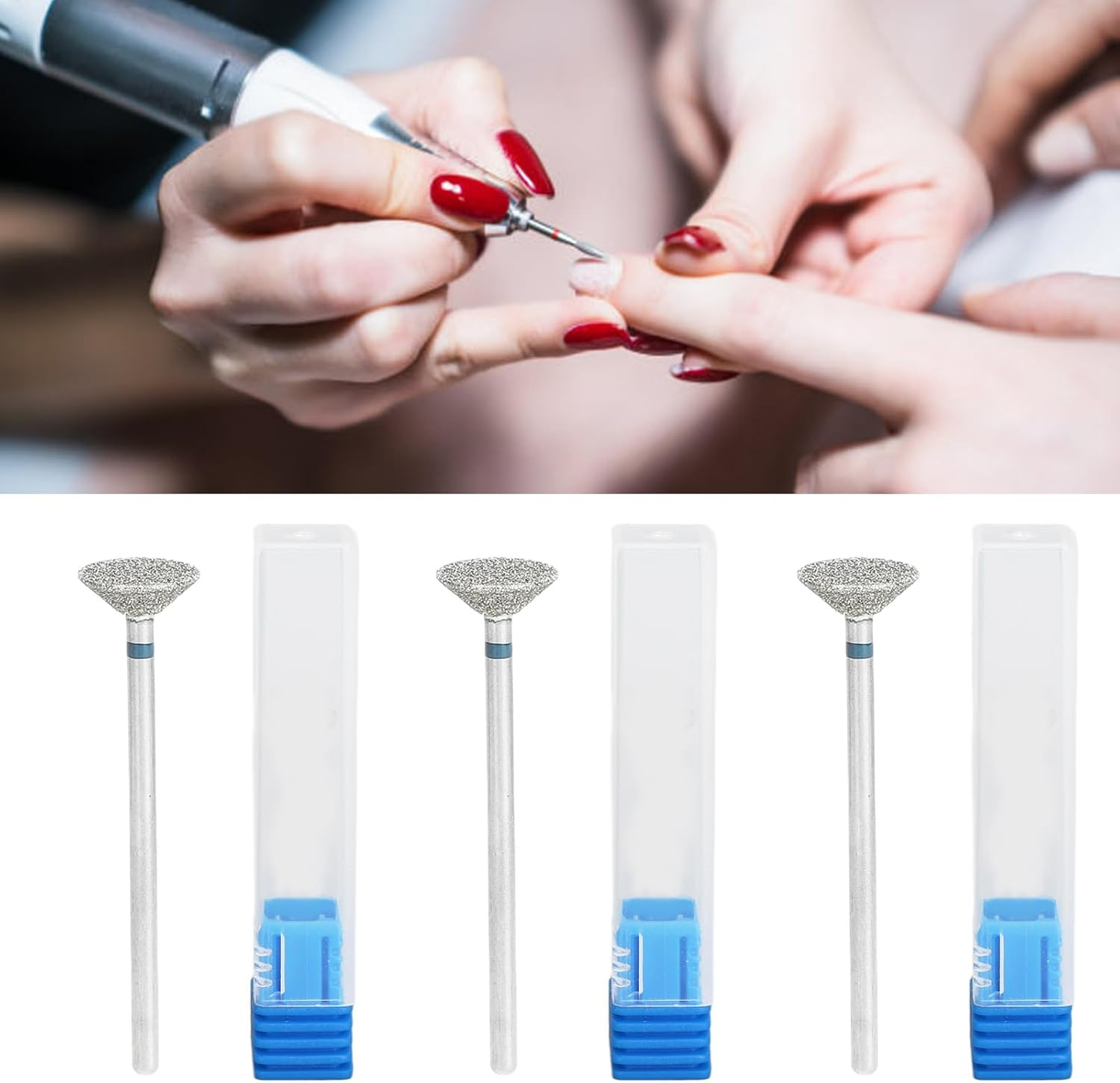 5 Pcs Nail Drill Bit Set, Ceramic Needle Drill Bit for Manicure and Pedicure, Electric Machine Salon Files, Cuticle Gel Polishing with Storage Box image number 6