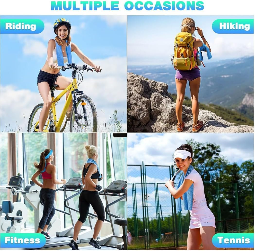 Idopick 6 Pack Gym Cooling Towels, Soft Breathable Towel for Men Gym Workout Microfiber Towel for Neck and Face, Instant, Cooling Towel for Working Out, Yoga Towel, Quick Dry for Running,Camping