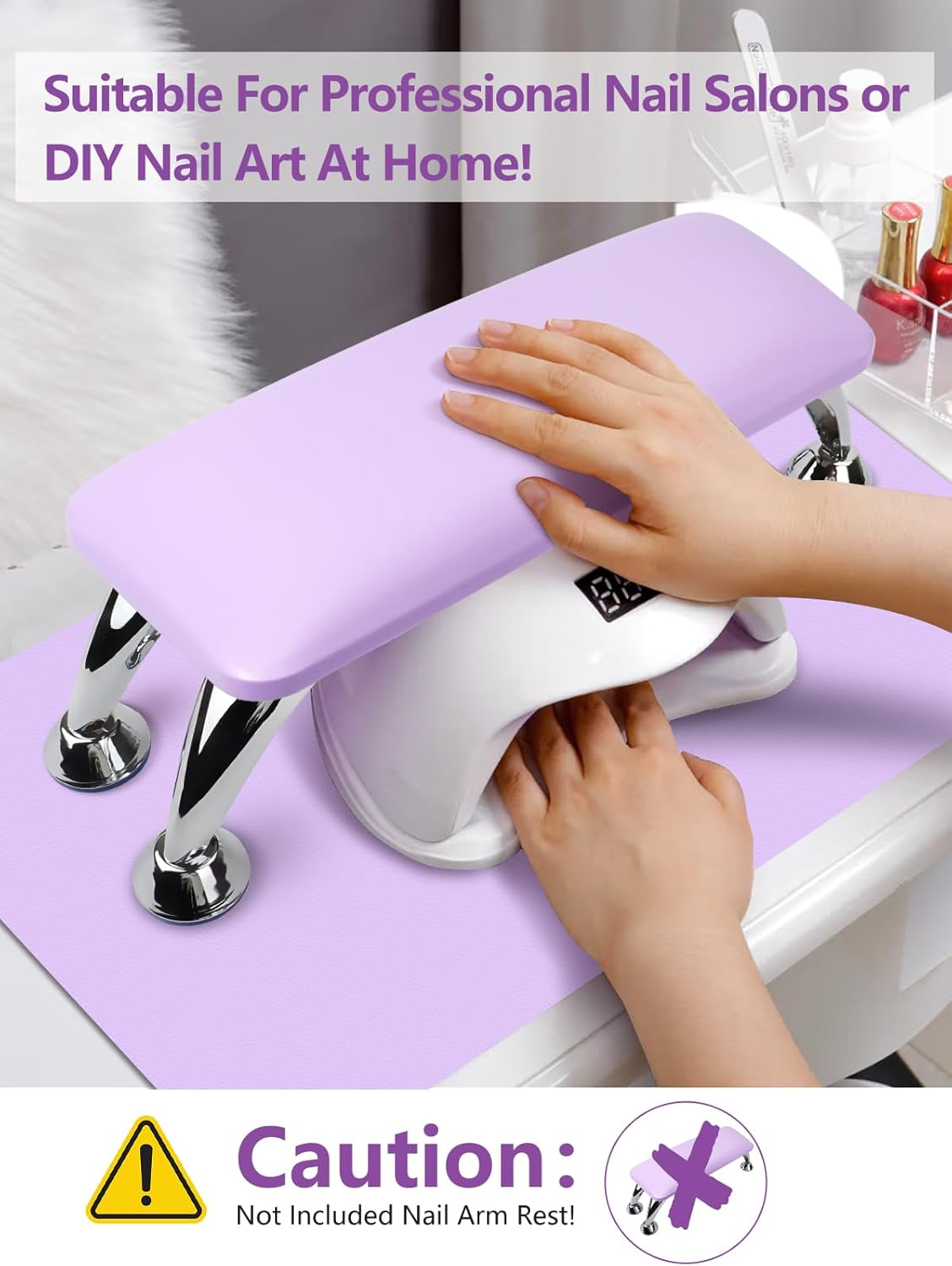 (MAT ONLY) Nail Art Table Mat, Nail Arm Rest Pad for Acrylic Nails, Soft Microfiber PU Leather Nail Mat for Table, Foldable Nail Hand Rest Pillow Manicure Pad, Acrylic Nail Desk Mat for Nail Cushion