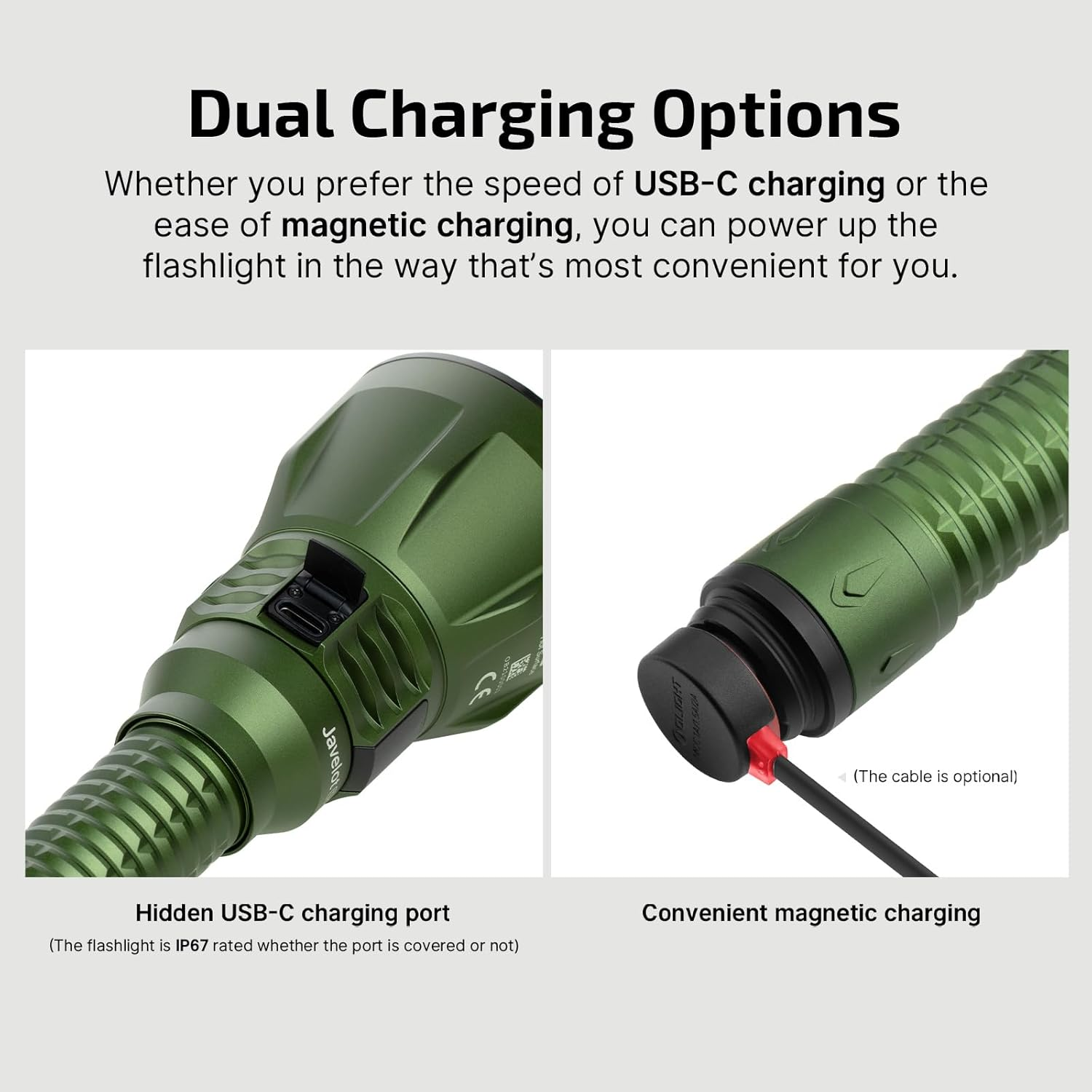 OLIGHT Javelot Turbo 2 1800 Lumen Powerful Rechargeable Tactical Flashlight with Dual-Switch LED Hunting Light for Search&Rescue (OD Green) - Black image number 5