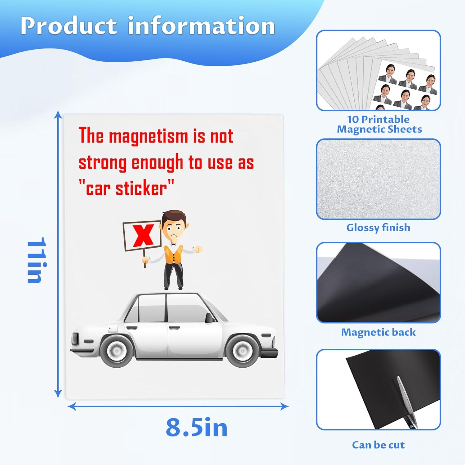 Printable Magnetic Sheets 8.5X11 Inches, 15 Sheets Glossy Print Paper Non-Adhesive Backing, 12Mil Thickness for Inkjet Printers DIY Flexible Magnet Photos image number 3