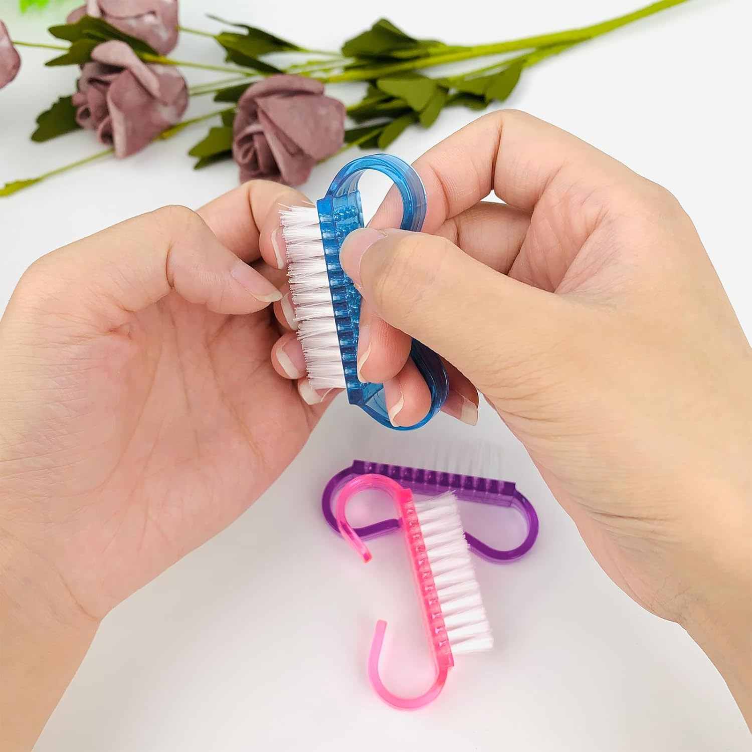 Handle Grip Nail Brush, 24 Pack Small Fingernail Brushes, Hand Scrub Cleaning Brush Kit for Nails and Toes Women Men, Multicolor image number 3