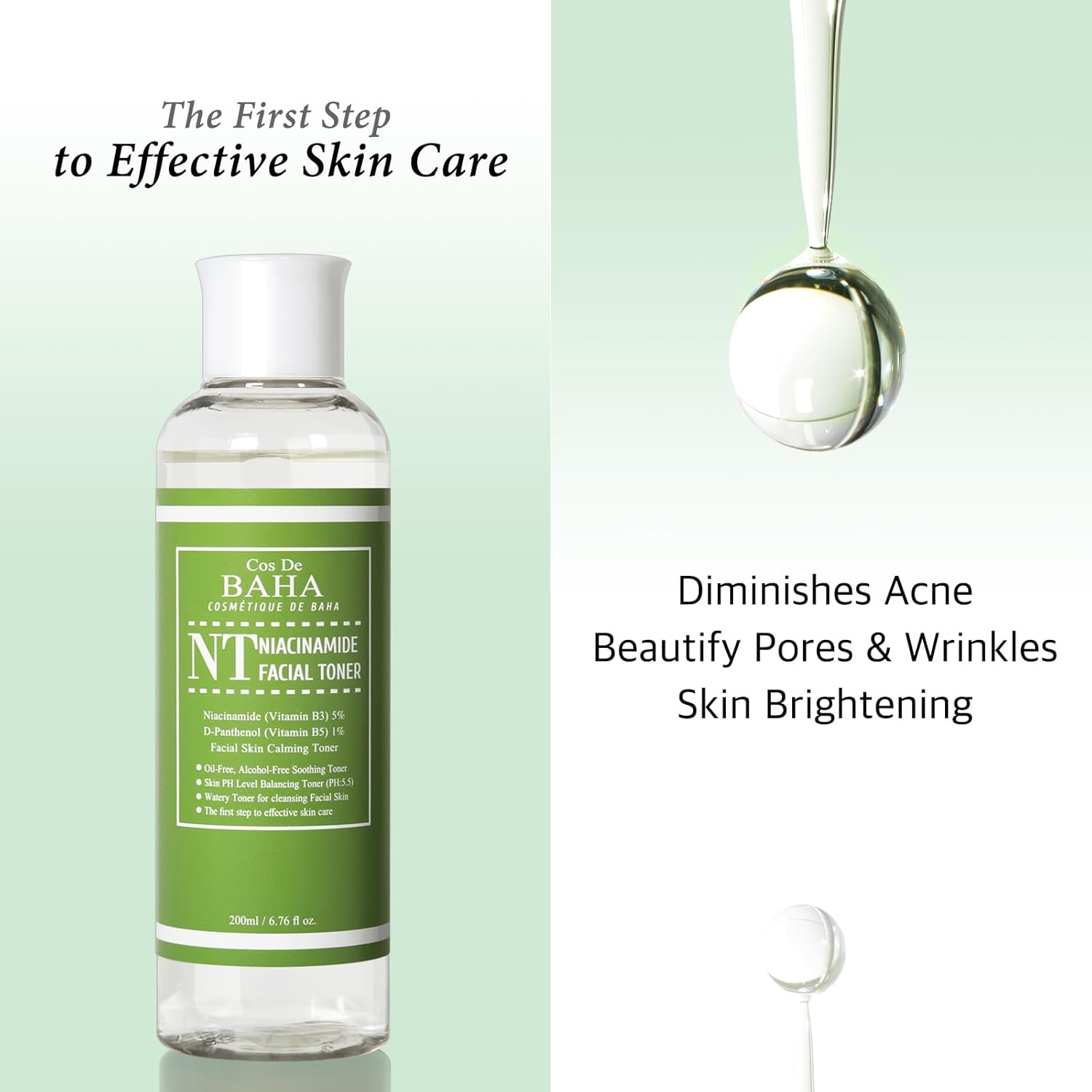 Niacinamide 5% Facial Serum - Pore Reducer + Uneven Skin Tone Treatment + Diminishes Acne Prone, Skin Balancing Pore Reducing, Restores Elasticity, 6.75 Fl Oz image number 2