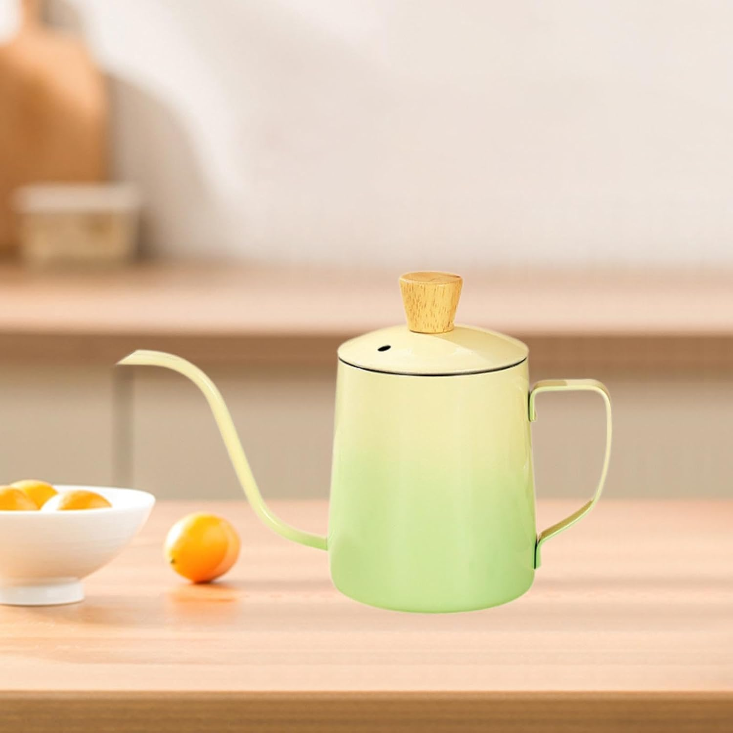 Espresso Pour over Coffee Kettle 600Ml Stainless Steel 8.7X9.8Cm for Baristas anti Rust Multifunctional Hand Drip Coffee Pot, Gradient Green - Gradient Green image number 6