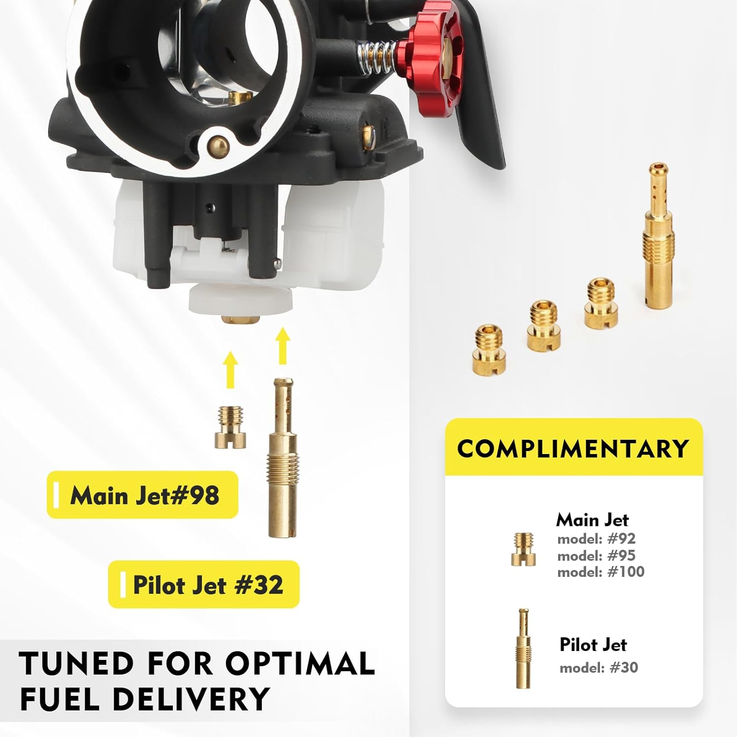 NIBBI PE22FL Carburetor Kit, 22Mm Carburetor with 48Mm Motorcycle CNC Air Filter(Silver) image number 3