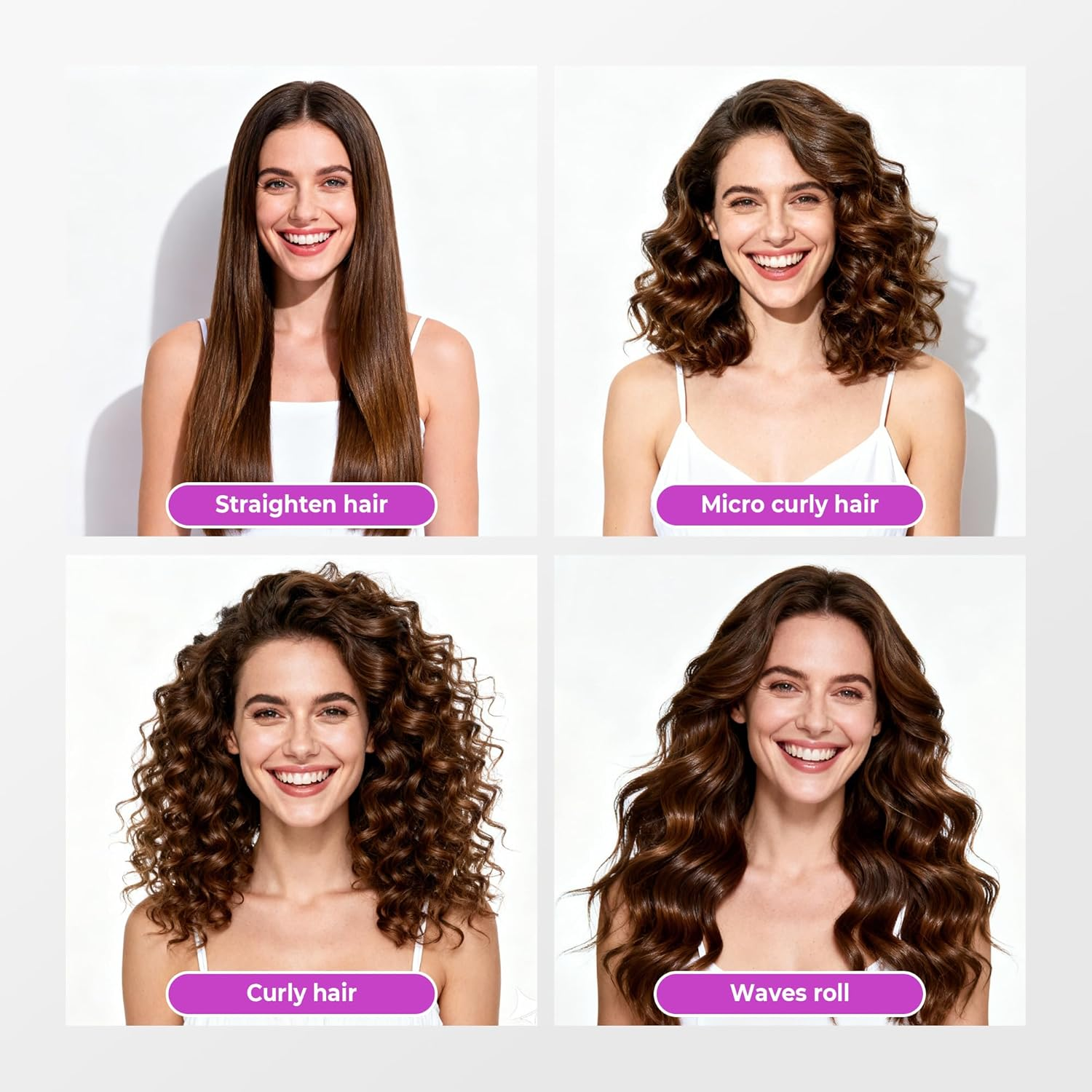 UMIGA 2-In-1 Straightener and Curling Iron Combines Curls and Smooth Hair in One Device, 32Mm Ion Ceramic Curling Iron, 12-Stage Temperature Display with Digital Display, Two Functions image number 3