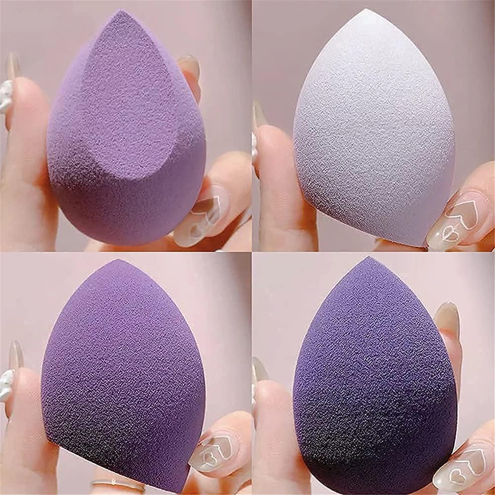 4Pcs Makeup Sponge Set Blender Multi-Colored Beauty Foundation Blending Sponge with a Storage Case, Flawless for Liquid, Cream, and Powder Dry & Wet Use 3D Makeup Sponge Egg (Purple) image number 4
