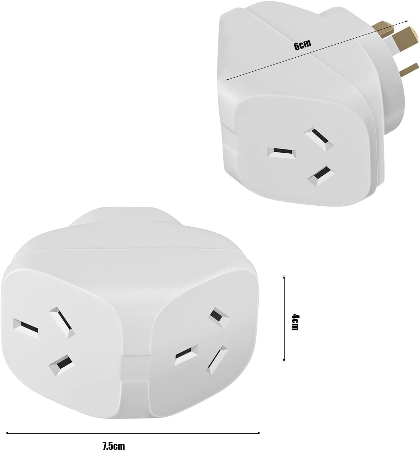 HITRENDS 2 PCS Double Adapter, Outlet Extender, Power Board Australia with No Surge Protector, Multi Plug, Travel Adapter, Cruise Essentials for Home, Hotel, Bedroom image number 2