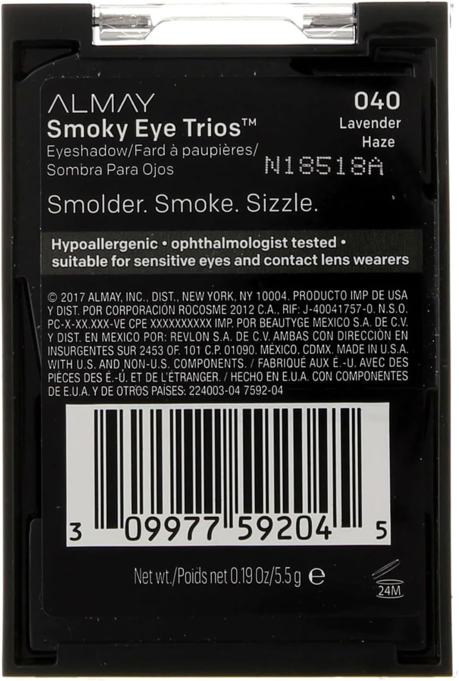 Almay Shadow Trio Palette, Longlasting Smoky Eyeshadow Makeup, Three Shades, Hypoallergenic, 040 Lavender Haze, 0.087 Oz image number 6