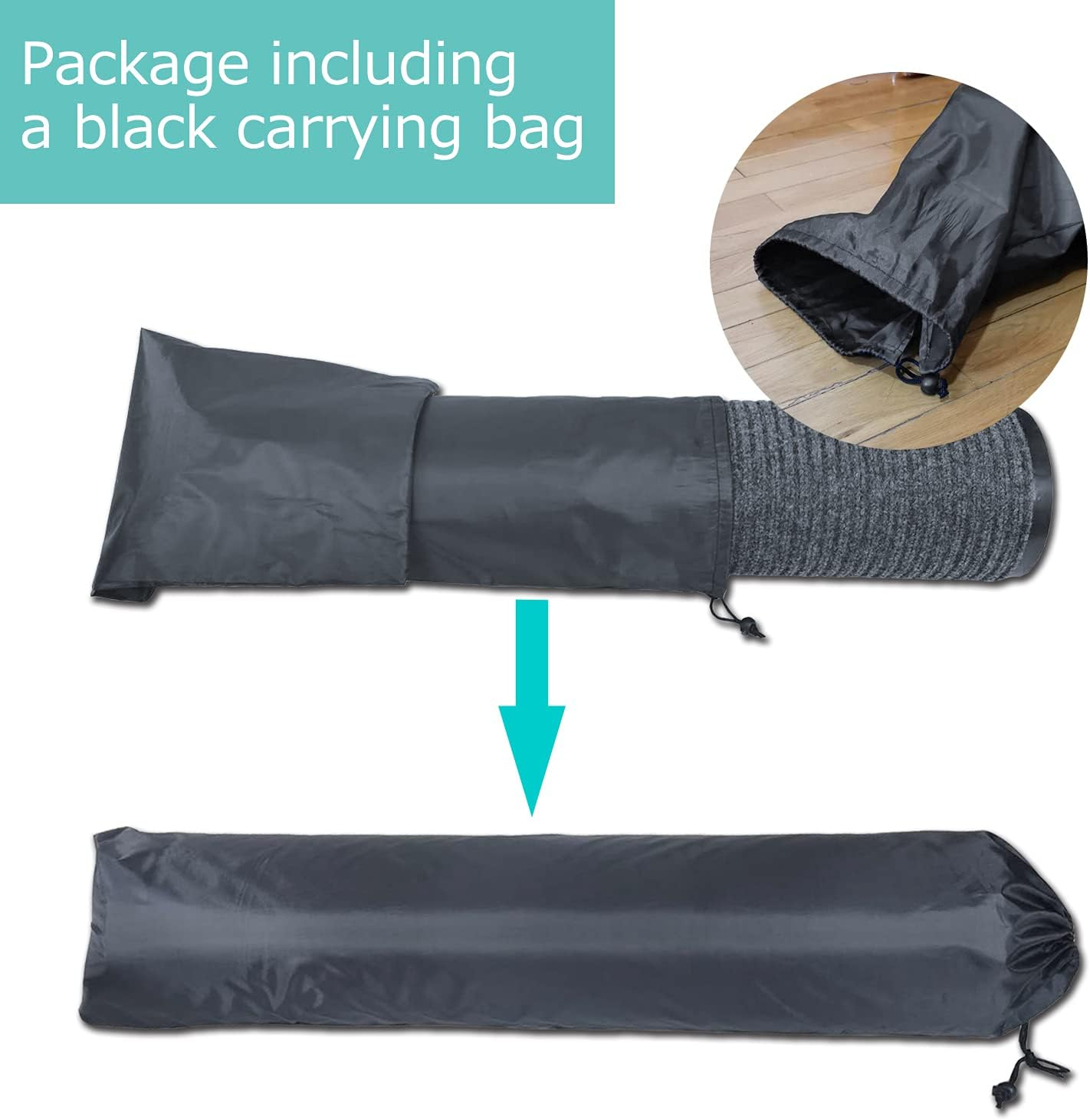 ITINA Door Mat 0.9 X 3M Large Outdoor Indoor Mat Waterproof Rubber Back Rugs for Home Office Business Areas Grey-Black image number 6