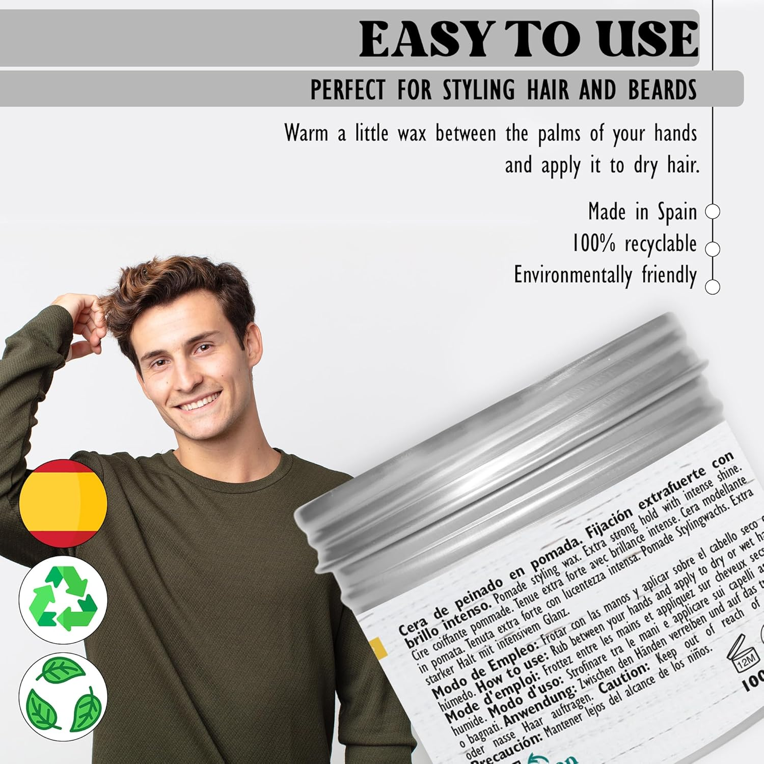 BEARDBE Super Strong Hair Wax for All Hair Types, with Citrus Fragrance and Extra Strong Hold, Intense Shine (Super Strong) image number 6