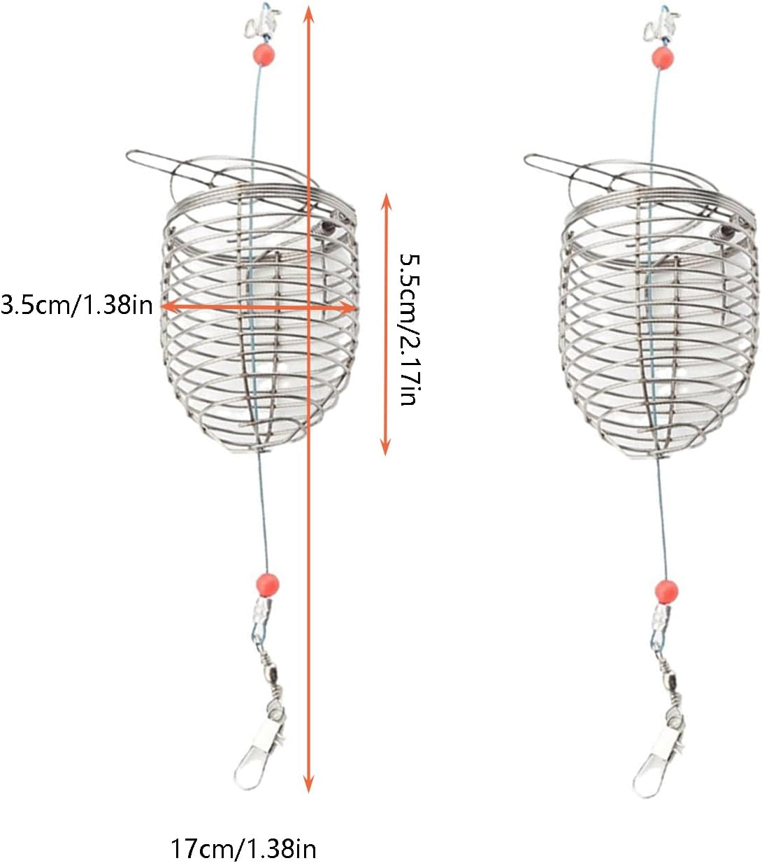 Taicols Fishing Bait Traps Cage,10 Pcs Stainless Steel Feeder Basket Lure Holder Tackle Metal Lures Hamper Crawfish Baskets Fish Carp Crab Accessories Hair Crayfish Spring Rod Coil Banks Chum Bag image number 1