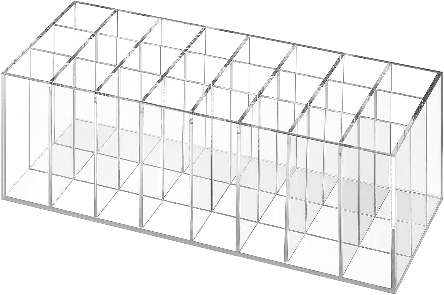 CHICAMPERA Transparent Acrylic Lip Gloss and Lipstick Holder with Compartments Makeup Storage Organizer Rack for Eyebrow Pencils and Cosmetics Capacity Desktop Display image number 2