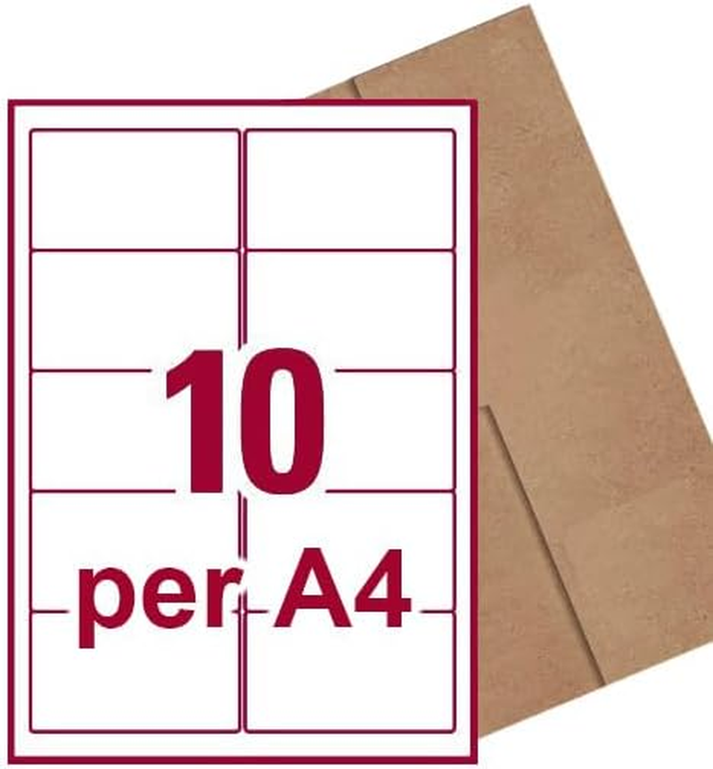 [10 per Page] A4 Self Adhesive Address Labels Laser Inkjet Print Mailing Stickers Label 99.1 X 57Mm 40 Sheets 400 Labels