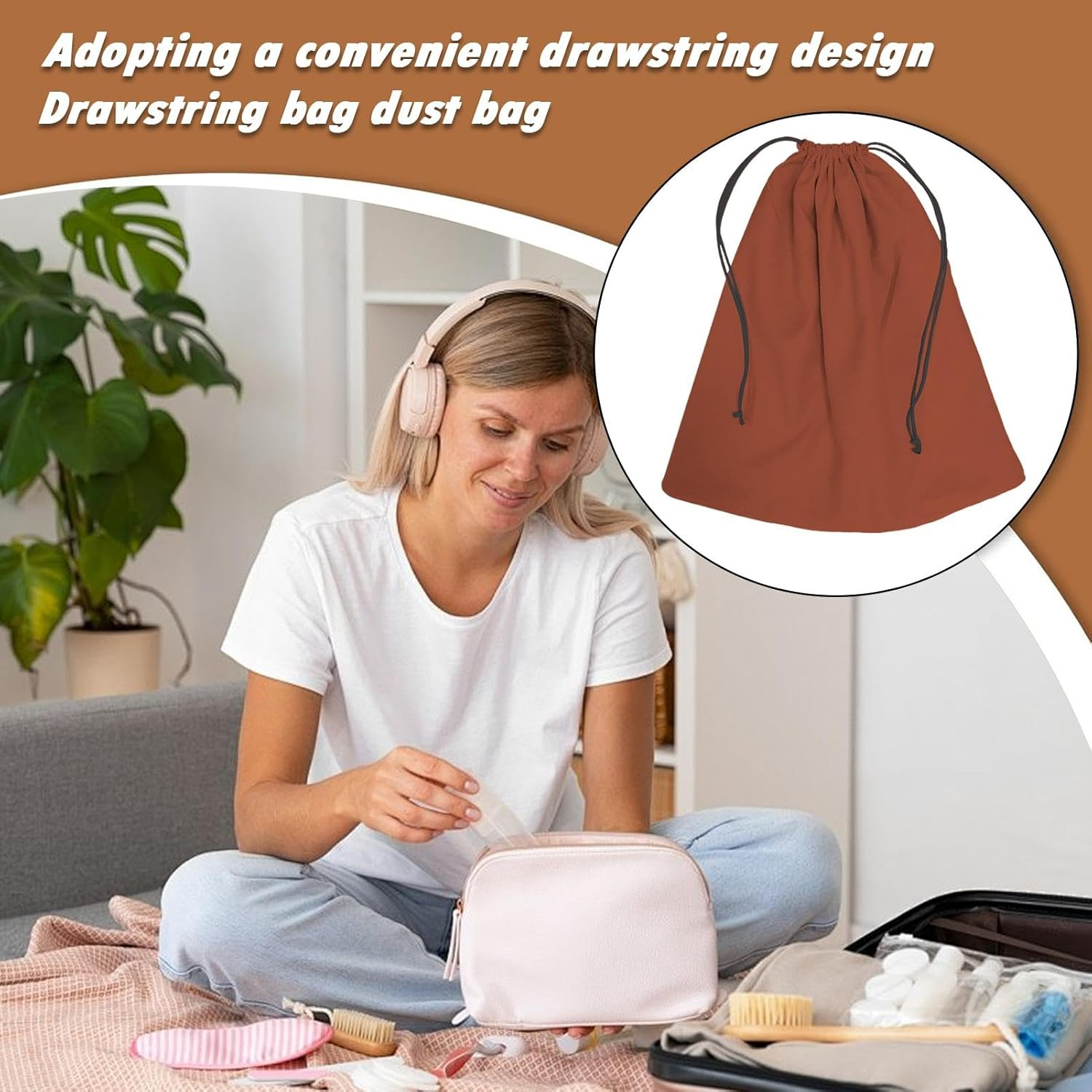 Dust Bags Bag Protector - Multifunctional Dust Bags | Large Bags Storage Bags, Travel Dust Bags for Wallets, Premium Organizer for Luxury Bags, Cubi - Khaki image number 5