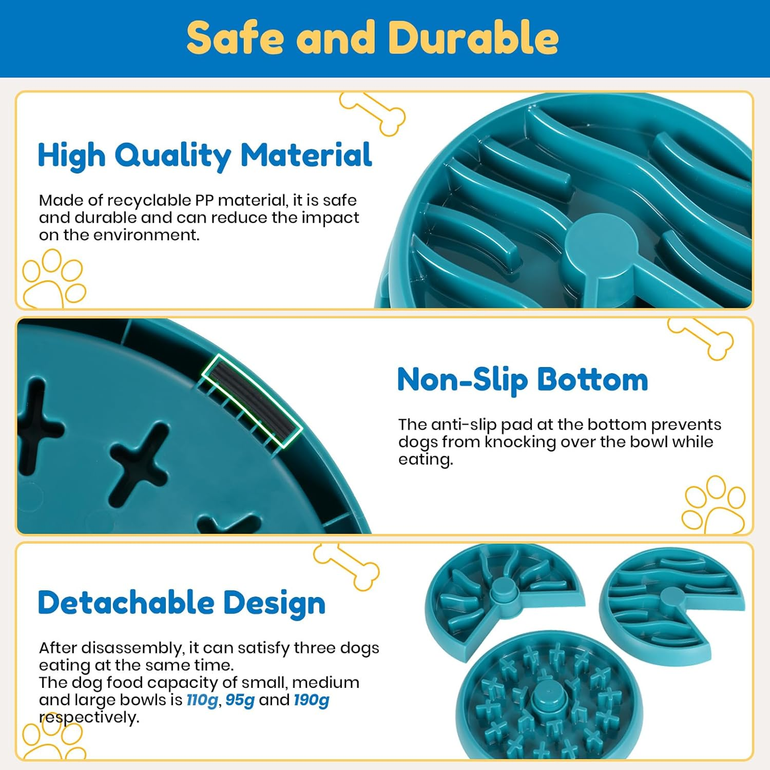 Barpor Feeding Bowl for Dogs - Slow Eater Dog Bowl Fun Slow Eating Bowl Interactive Non-Slip Dog Bowl Anti-Choking Healthy Eating image number 4