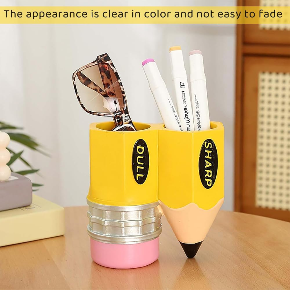 Ranqisys Pencil-Shaped Dispenser and Storage Organizer, Sharp & Dull Pencil Holder for Classroom &ndash; Creative Stationery Holder for Teachers, Students, and Office Desk Organization (Yellow) image number 1