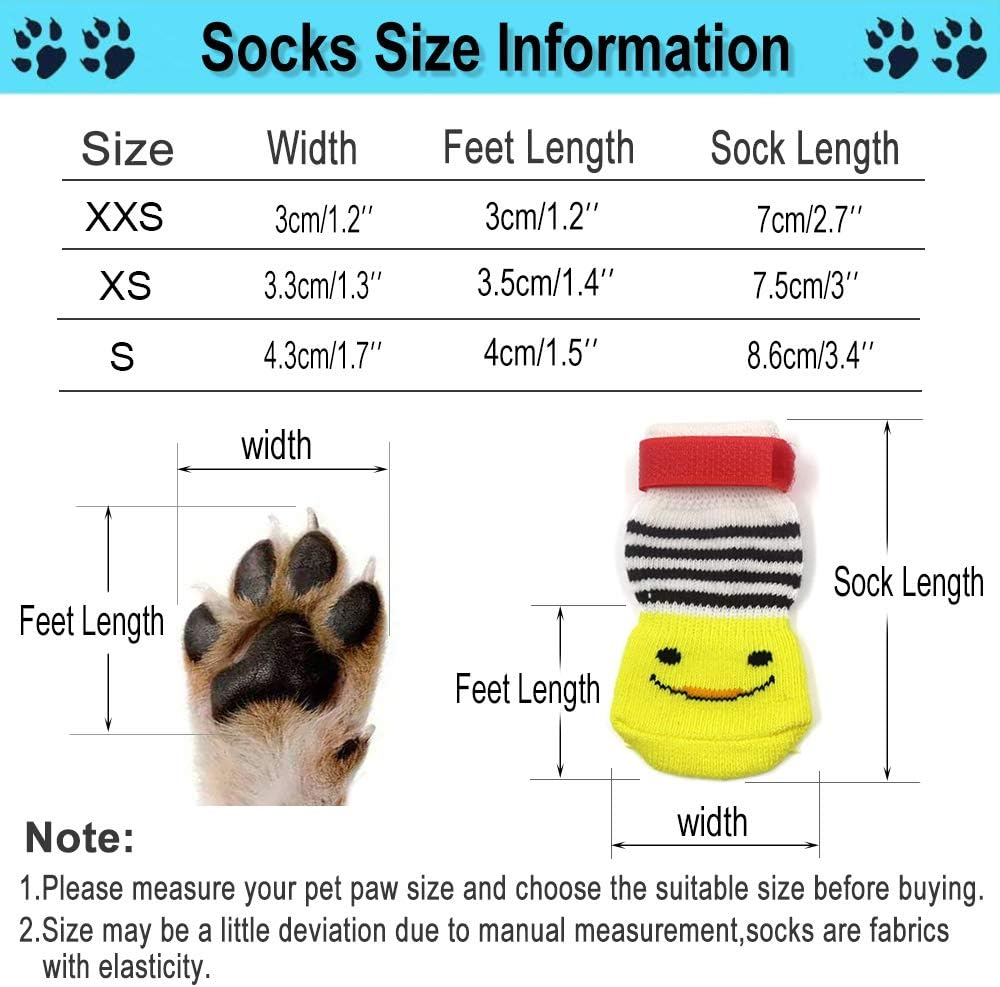 4 Pairs Anti-Slip Dog Socks&Cat Socks with Rubber Reinforcement and 8 Small Straps, Pet Paw Protector for Hardwood Floors, Indoor Wear Style 2(S) image number 2