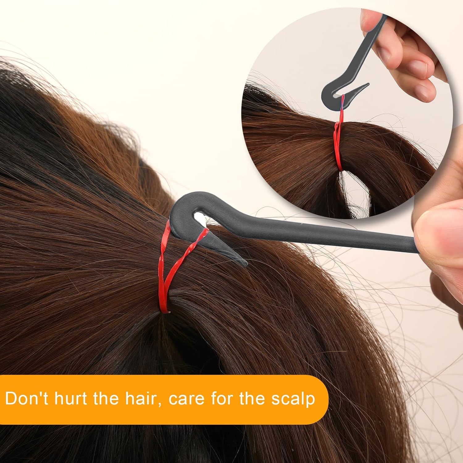 KINBOM 4 Pieces Elastic Cutting Band Cutter Elastic Hair Band Remover Elastic Pony Tip Rubber Band Remover for All Hair Types (Black) image number 5