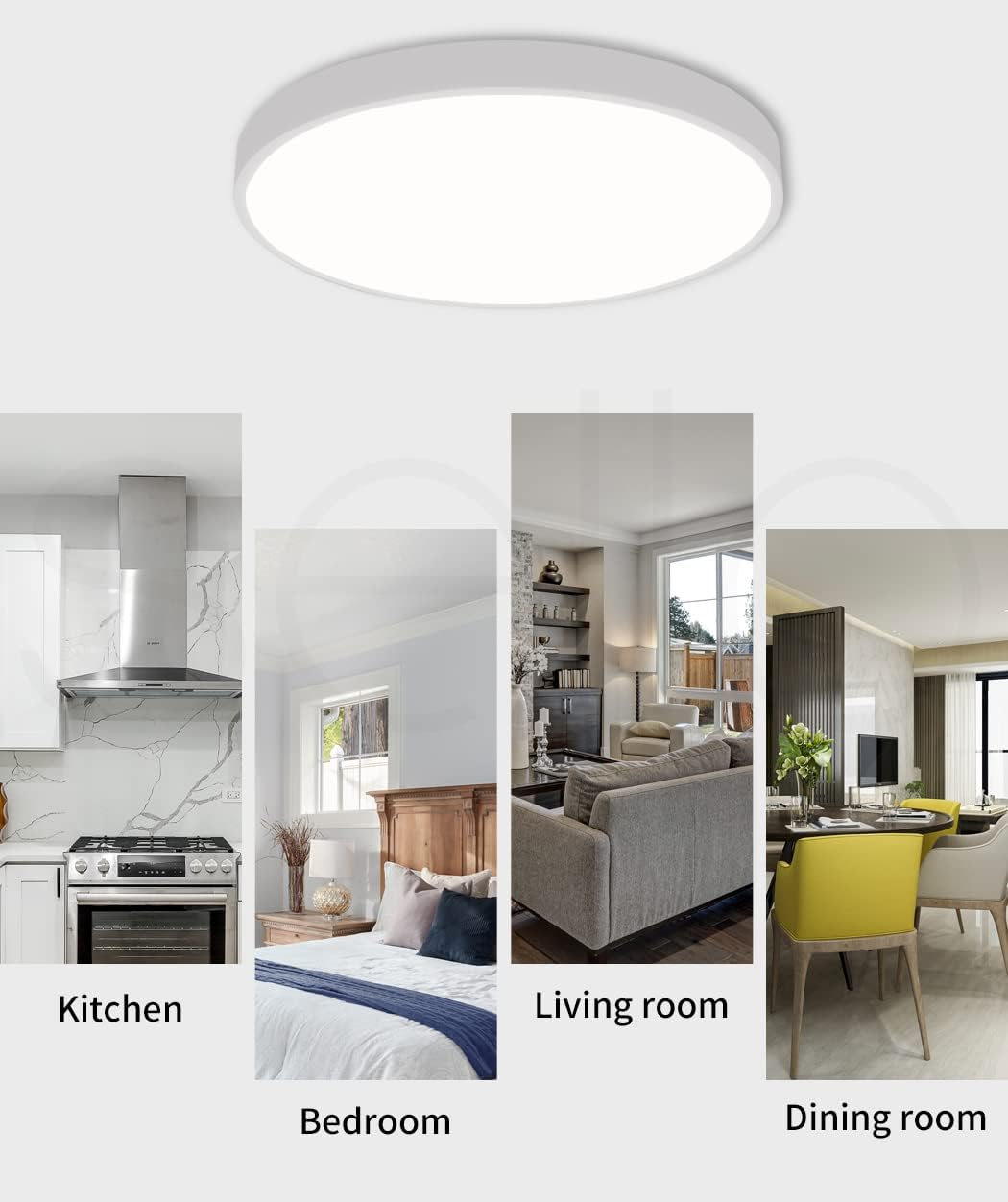 EMITTO Ceiling Light LED Pedant Lights Fixture Ultra-Thin 5CM 3-Colour for Bedroom Living Room Kitchen Lighting Modern Lamp Flush Surface Mount 60W White Shade image number 3