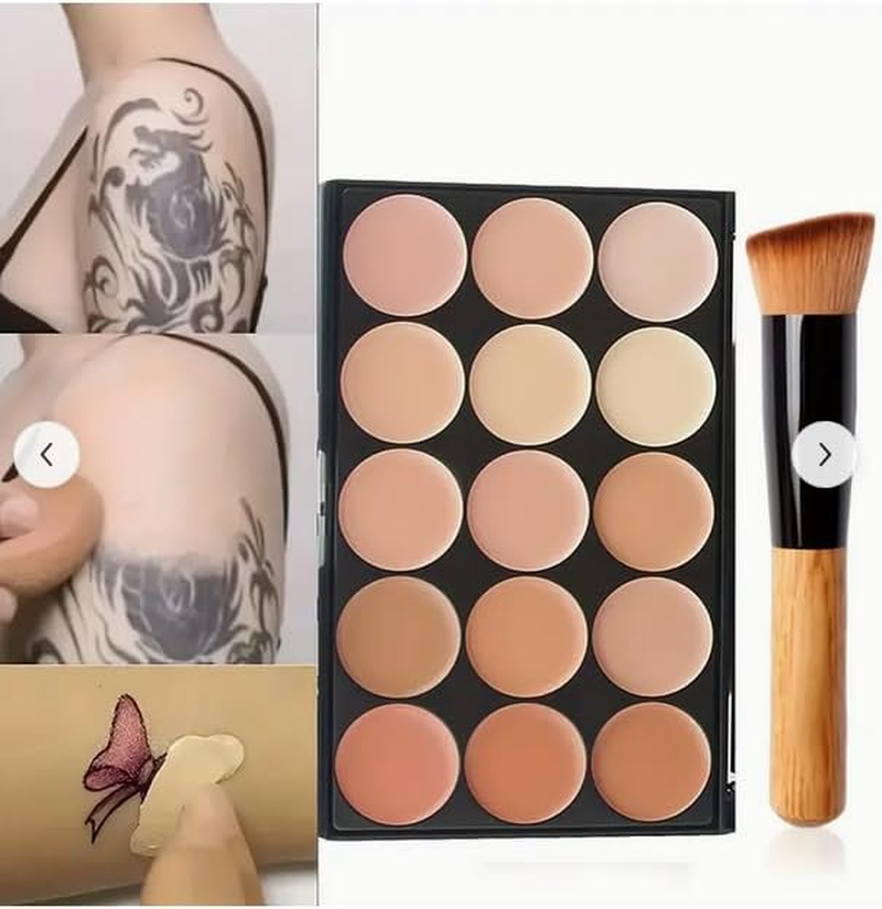 Cream Contour Makeup Palette，Color Correcting Face Contouring Concealer Kit, Concealer Palette with Brush for Makeup Covering up (15 COLOR) image number 5