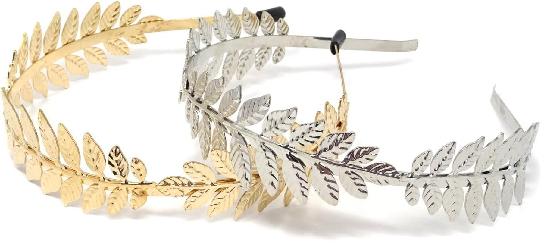 2PCS Dainty Leaf Tiara Headband for Bridal and Roman Goddess Style image number 3