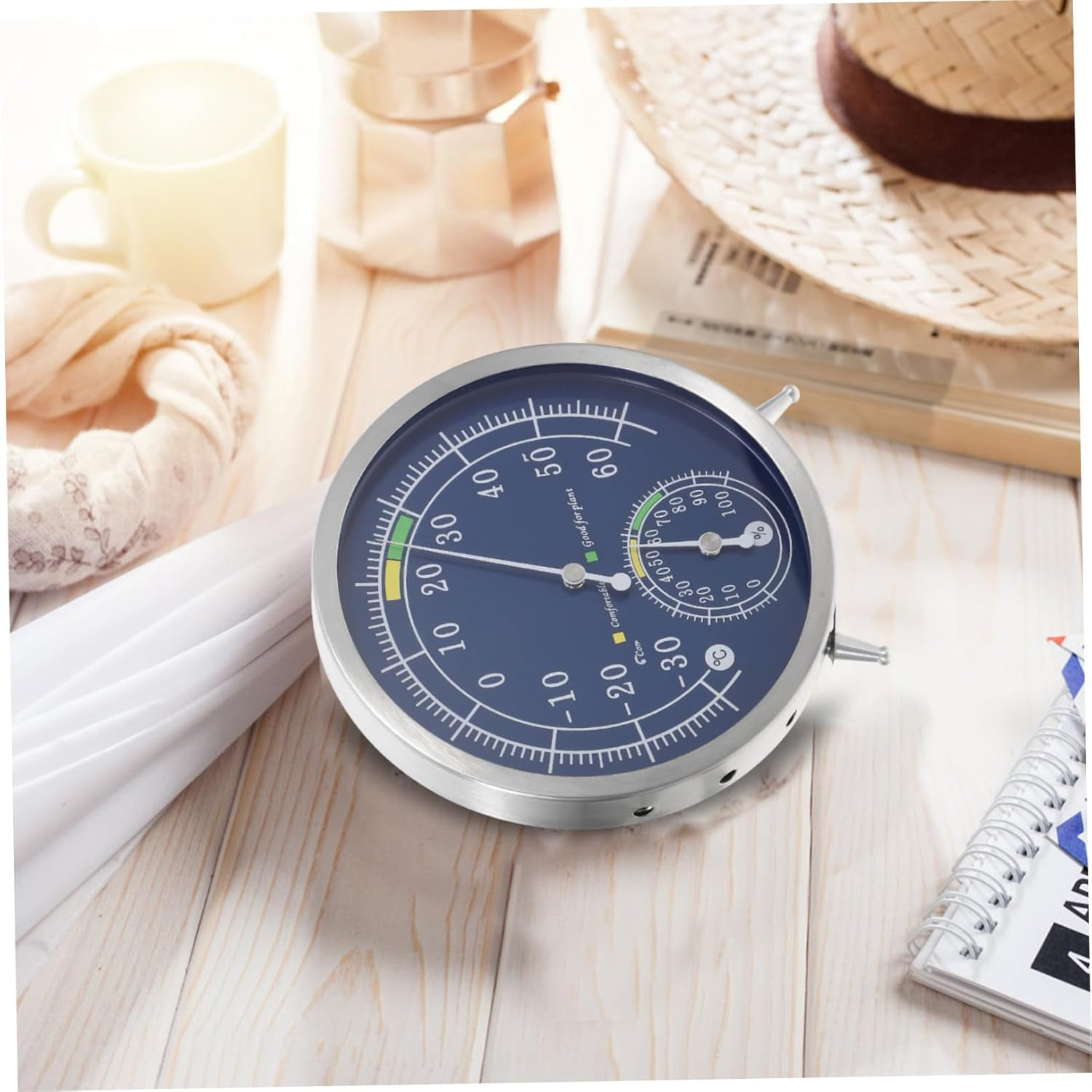 DECHOUS Stainless Steel Indoor Outdoor Hygrometer Thermometer High Precision Analog Temperature Humidity Gauge Tabletop Wall Mount for Home Sauna Garden image number 4