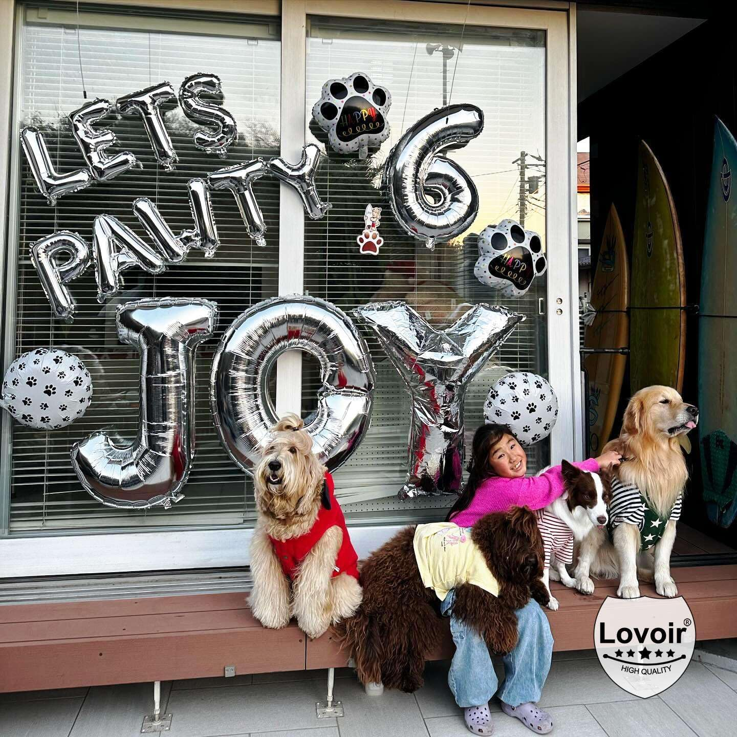 9 Pcs Lets Pawty Balloons Banner 16 Inch, Dog Cat Pet Birthday Letters Sign Lets Pawty Balloons Happy Birthday Banner for Pet Dog Cat Party Supplies Decorations (Silver) image number 5