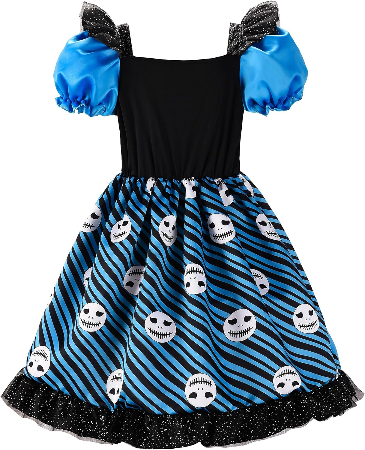 Relibeauty Rainbow Dress Skeleton Costume Kids Christmas Costume for Girls,Blue image number 3